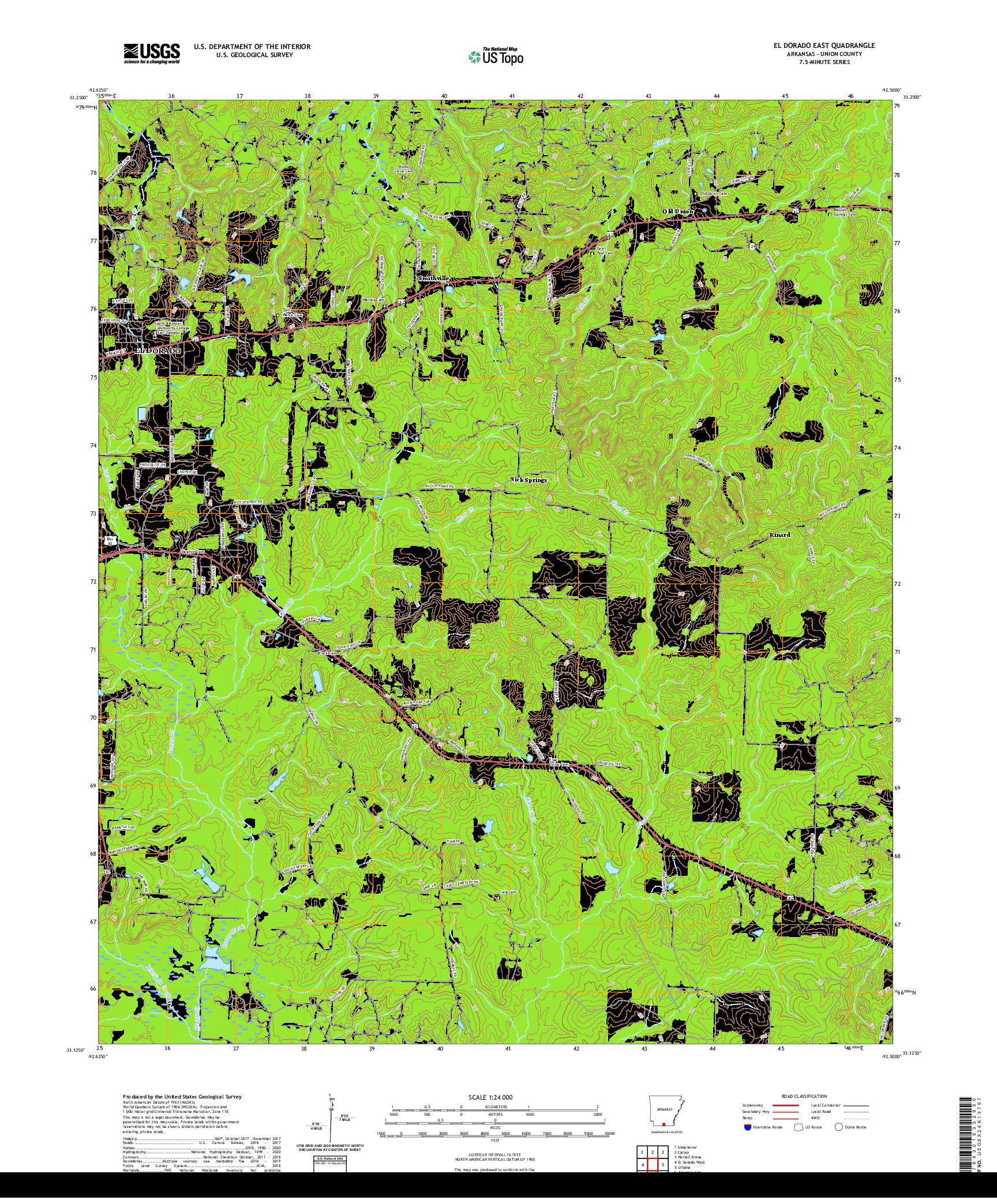 USGS US TOPO 7.5-MINUTE MAP FOR EL DORADO EAST, AR 2020