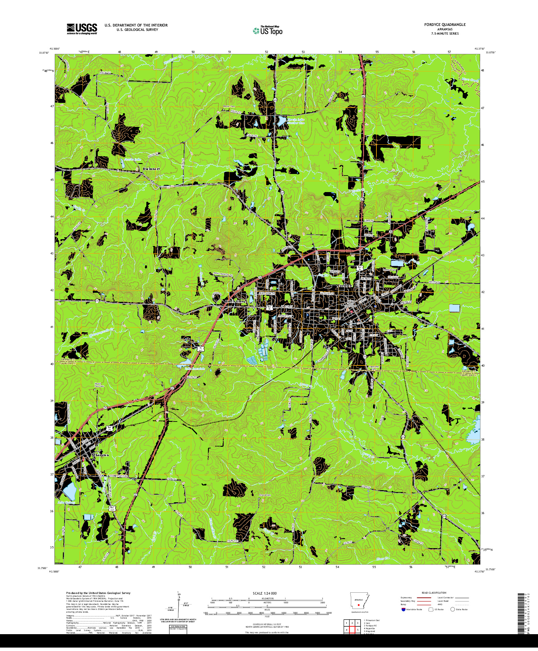 USGS US TOPO 7.5-MINUTE MAP FOR FORDYCE, AR 2020