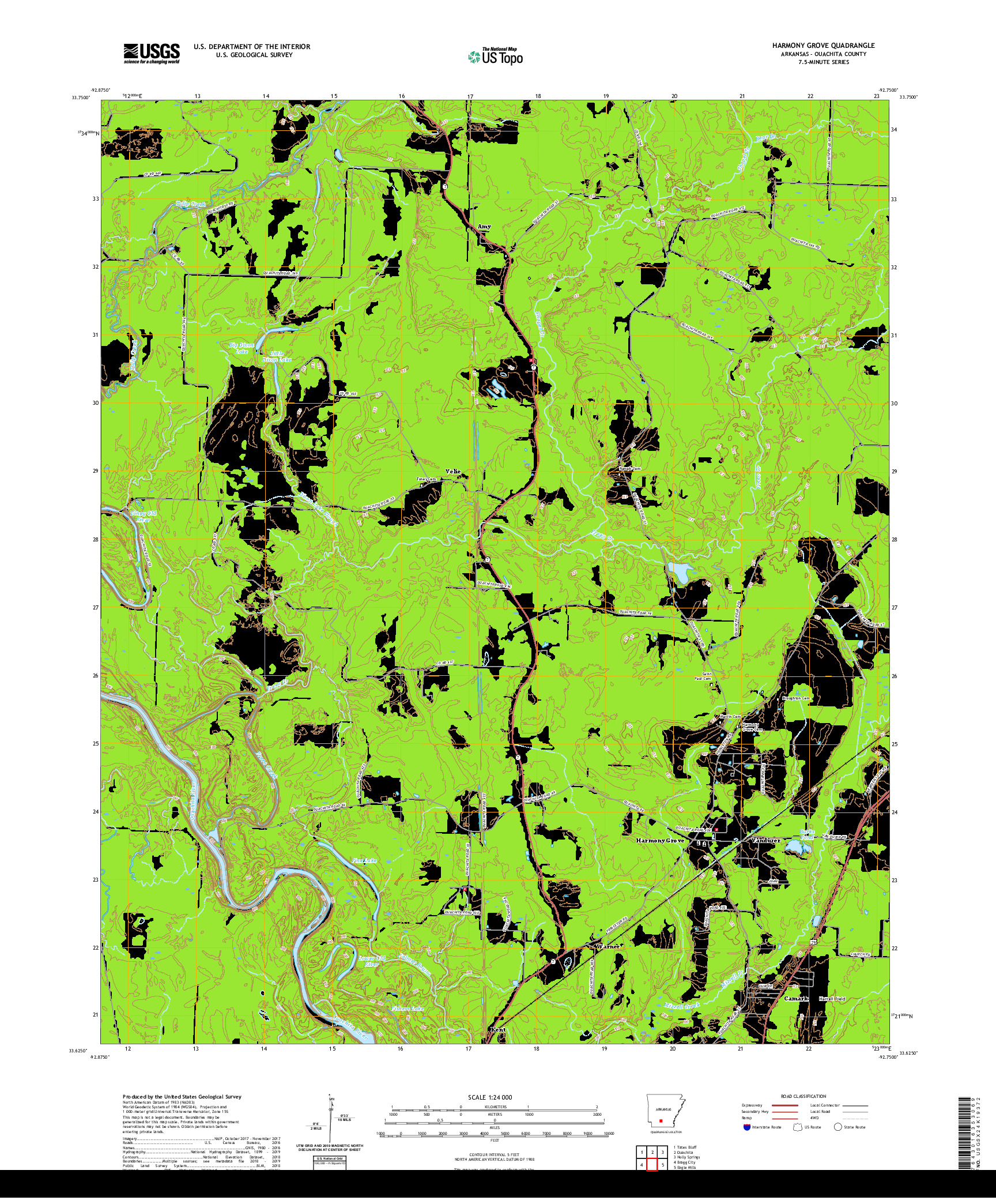 USGS US TOPO 7.5-MINUTE MAP FOR HARMONY GROVE, AR 2020