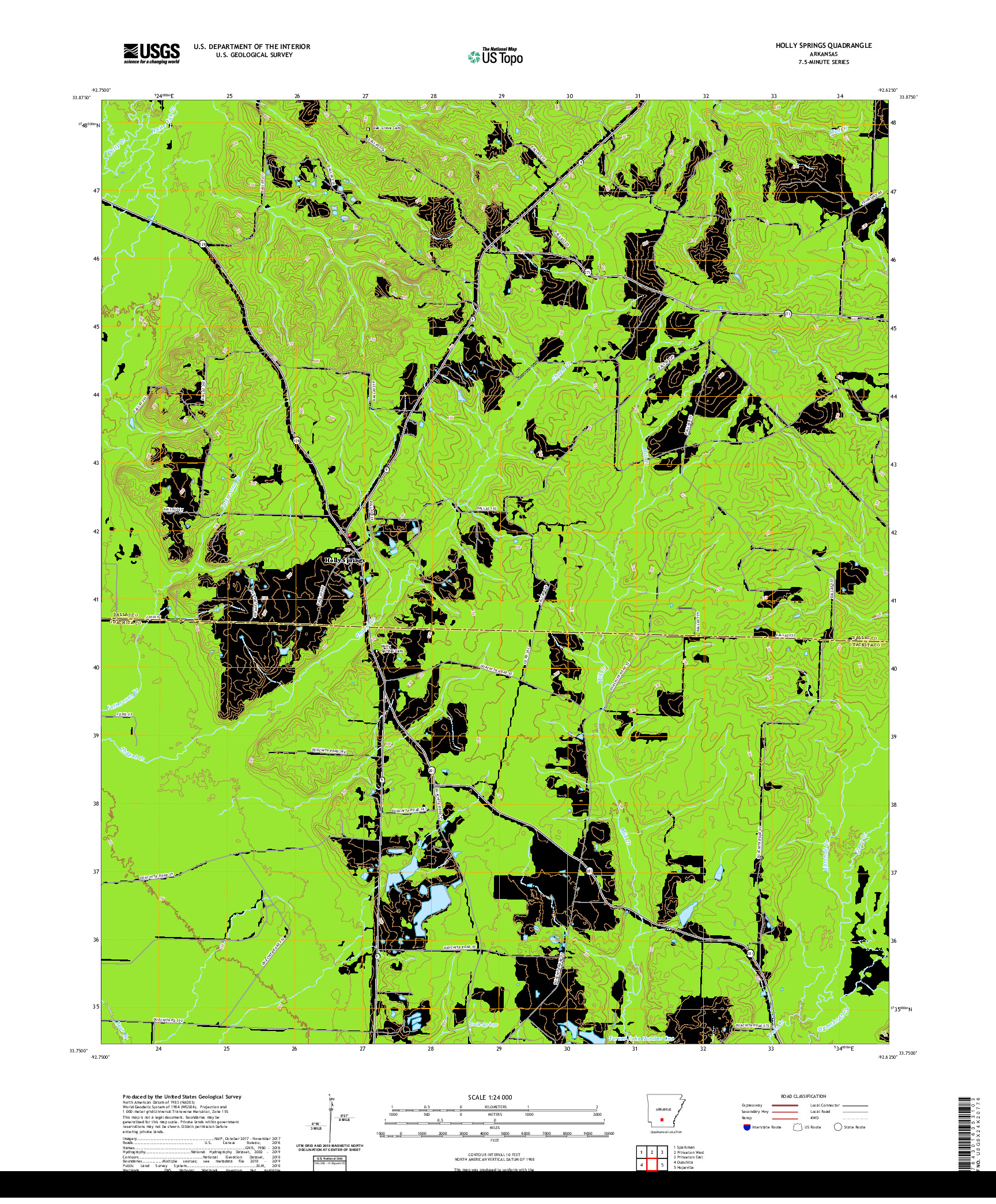 USGS US TOPO 7.5-MINUTE MAP FOR HOLLY SPRINGS, AR 2020