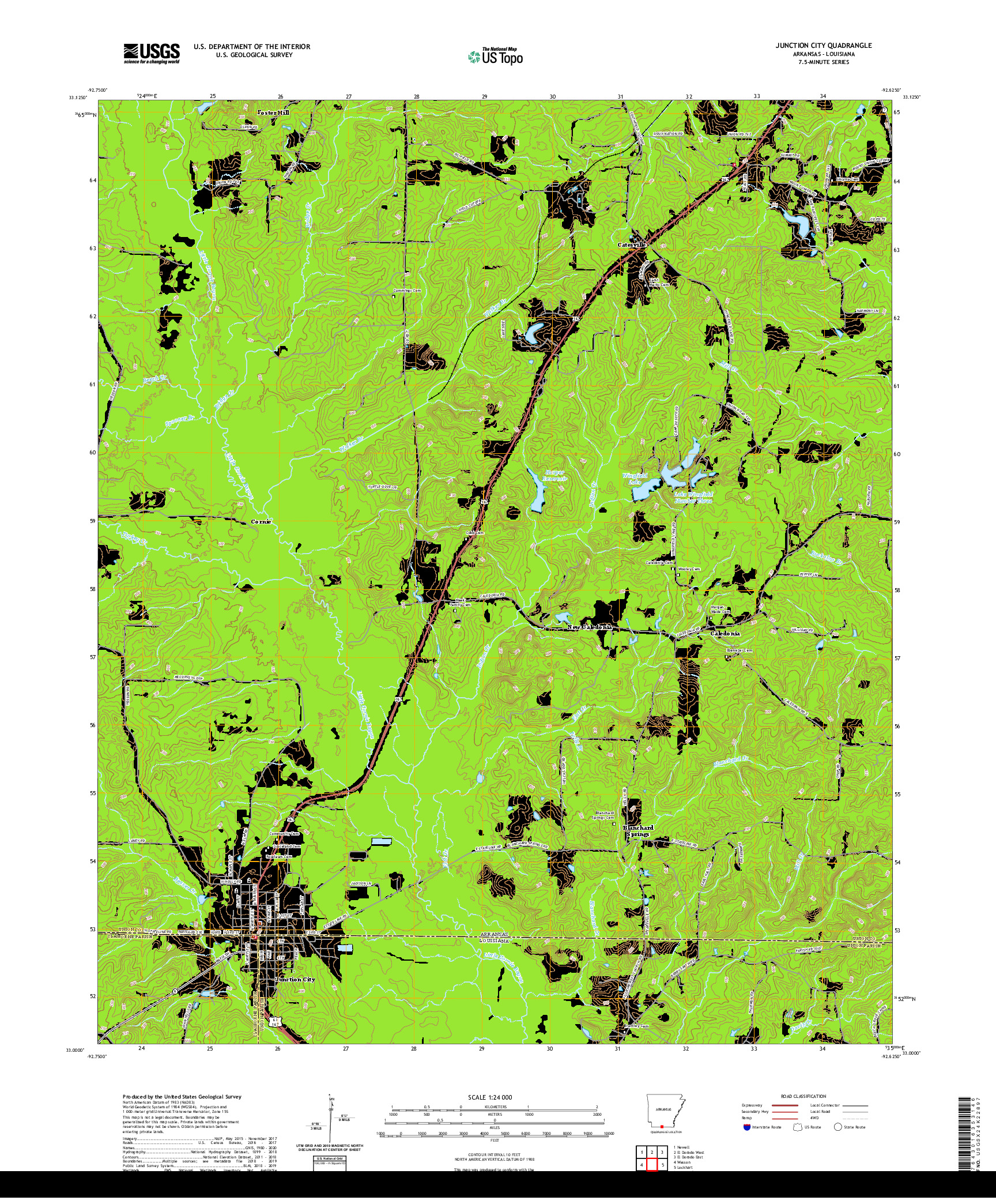 USGS US TOPO 7.5-MINUTE MAP FOR JUNCTION CITY, AR,LA 2020