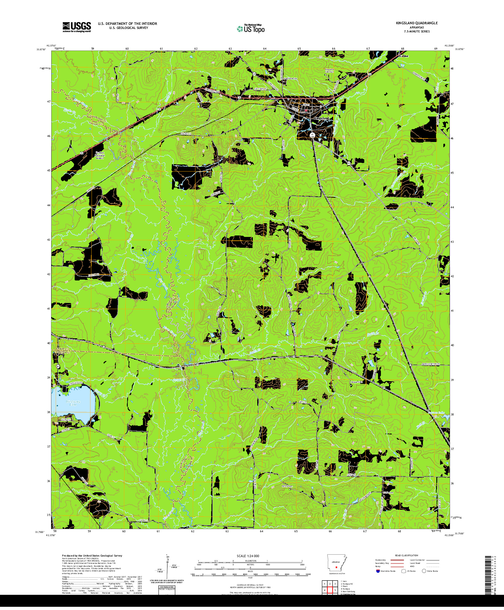 USGS US TOPO 7.5-MINUTE MAP FOR KINGSLAND, AR 2020