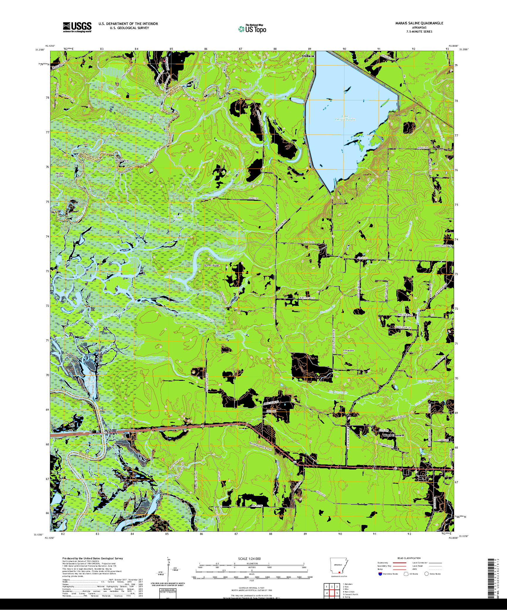 USGS US TOPO 7.5-MINUTE MAP FOR MARAIS SALINE, AR 2020