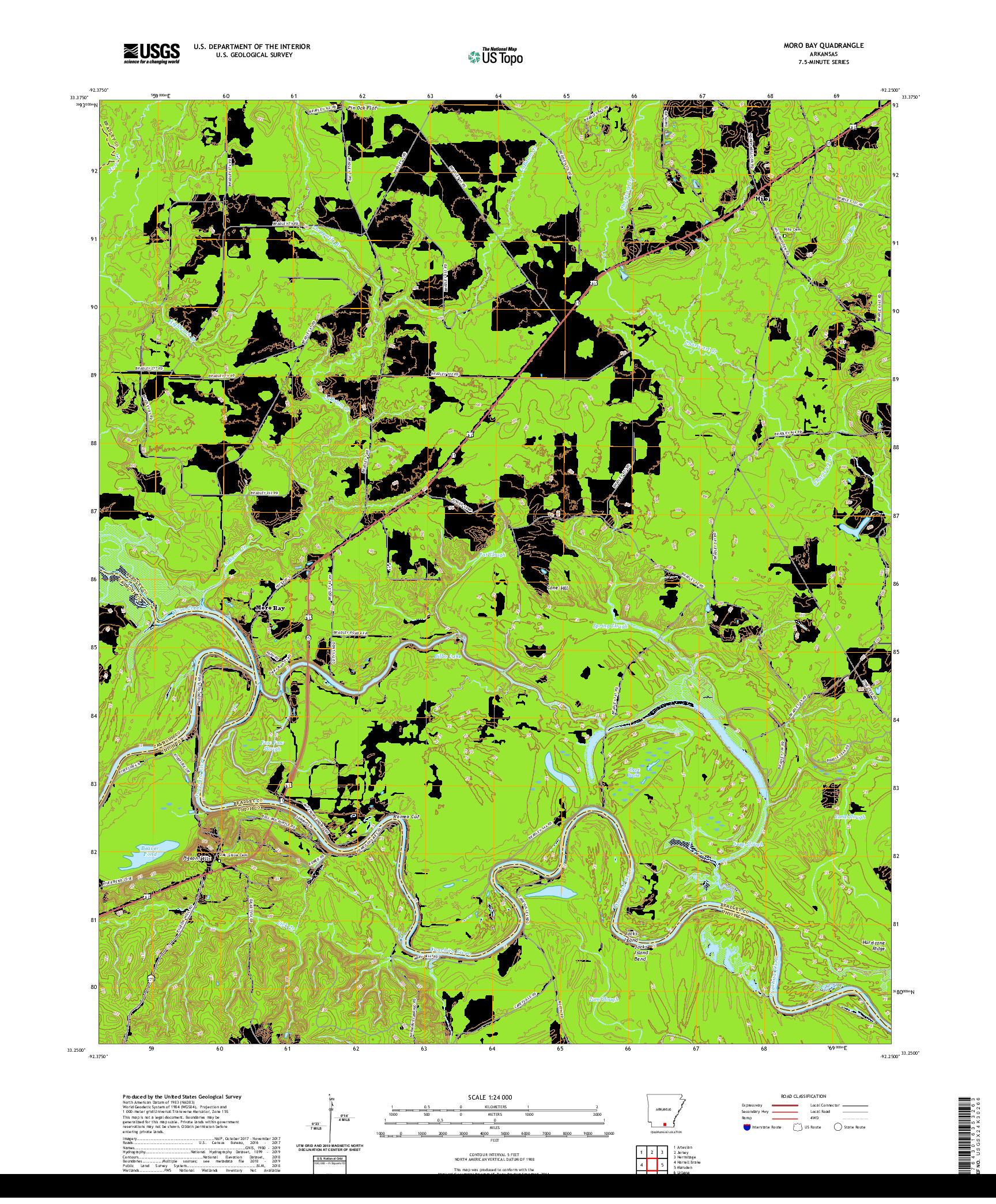 USGS US TOPO 7.5-MINUTE MAP FOR MORO BAY, AR 2020