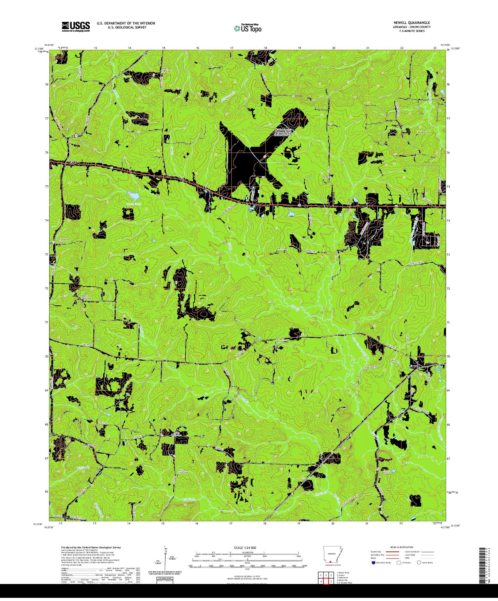 USGS US TOPO 7.5-MINUTE MAP FOR NEWELL, AR 2020