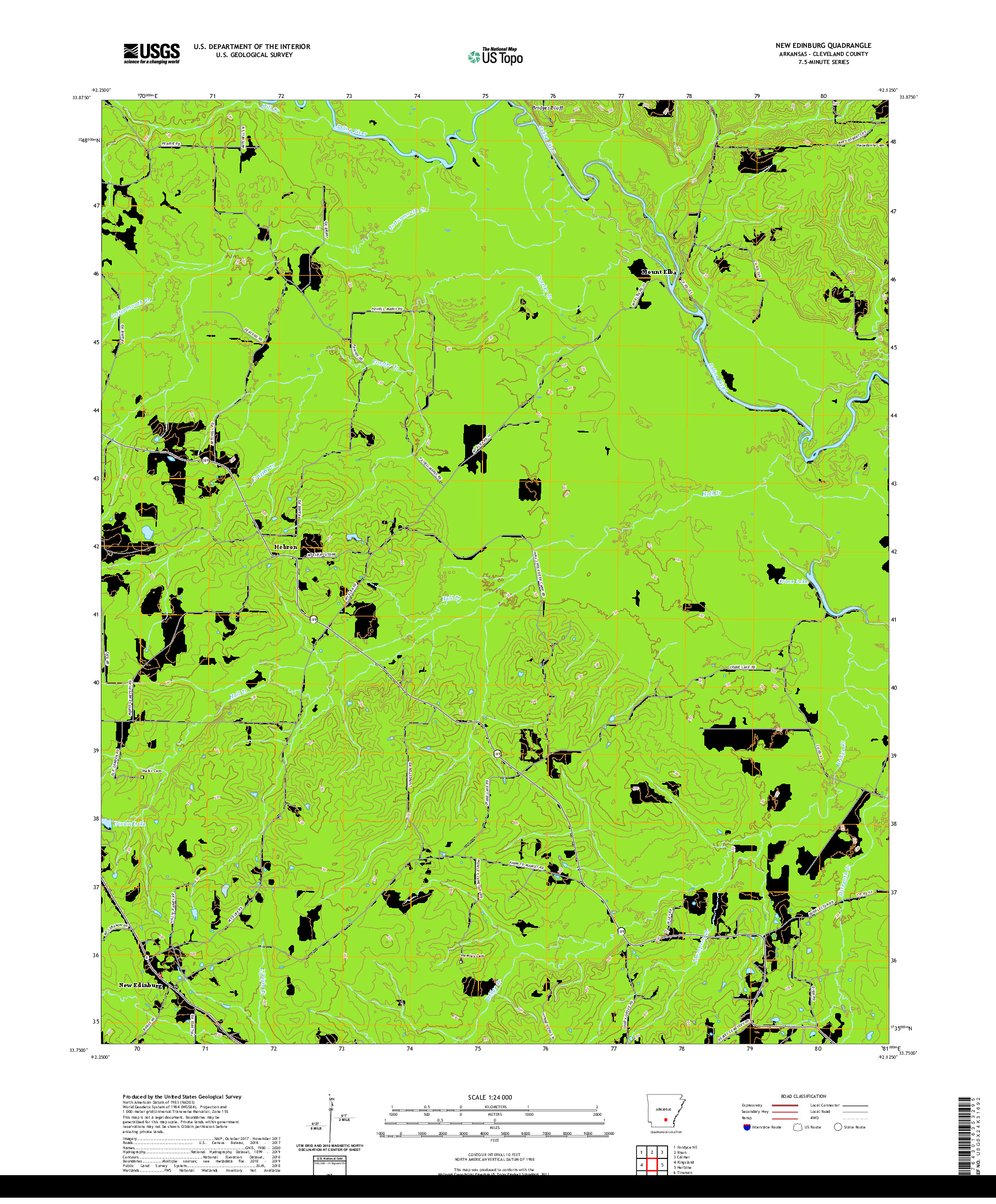 USGS US TOPO 7.5-MINUTE MAP FOR NEW EDINBURG, AR 2020