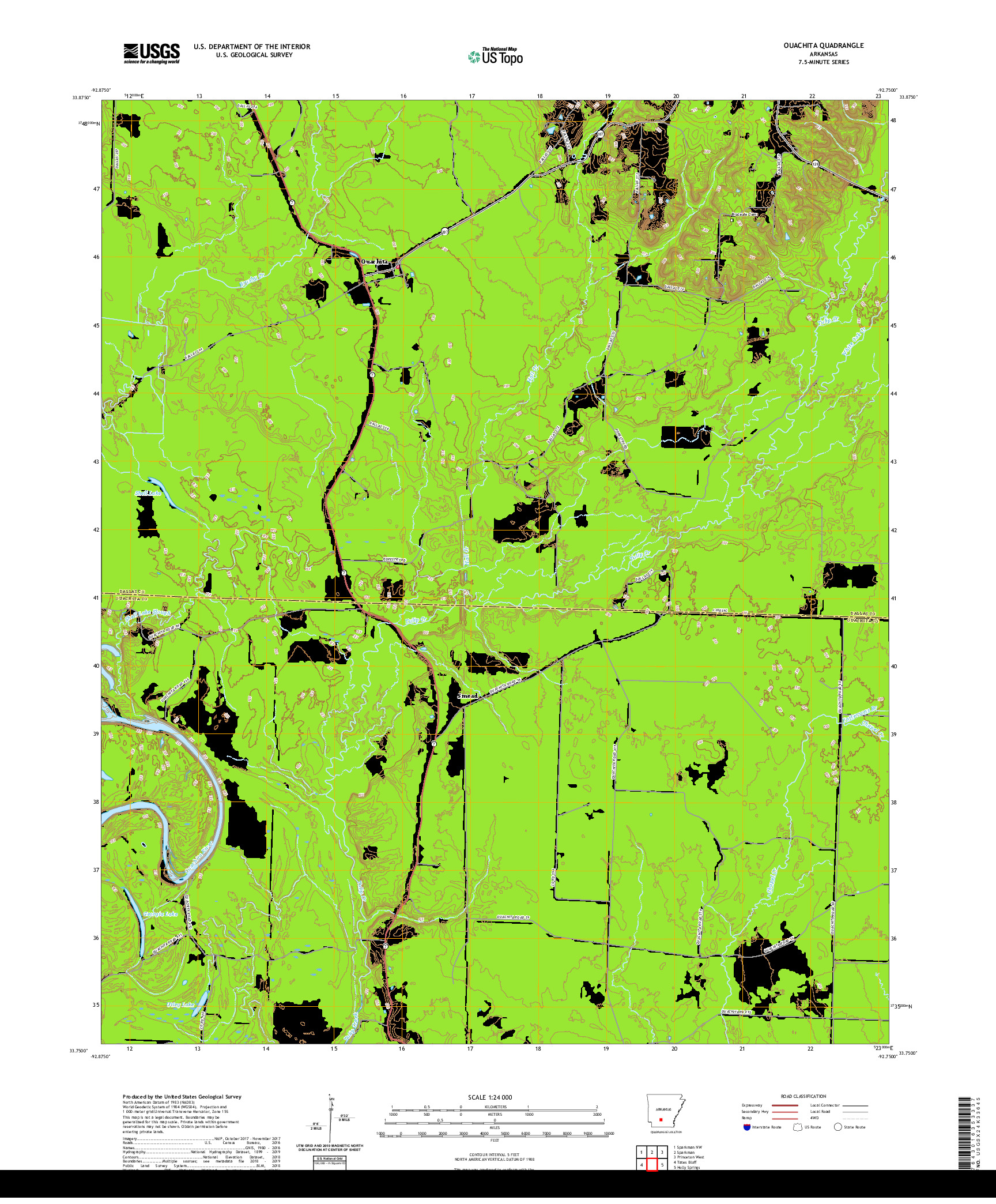 USGS US TOPO 7.5-MINUTE MAP FOR OUACHITA, AR 2020