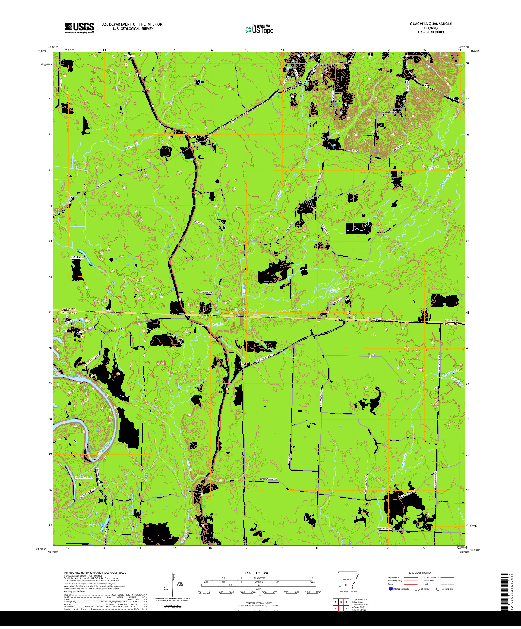 USGS US TOPO 7.5-MINUTE MAP FOR OUACHITA, AR 2020