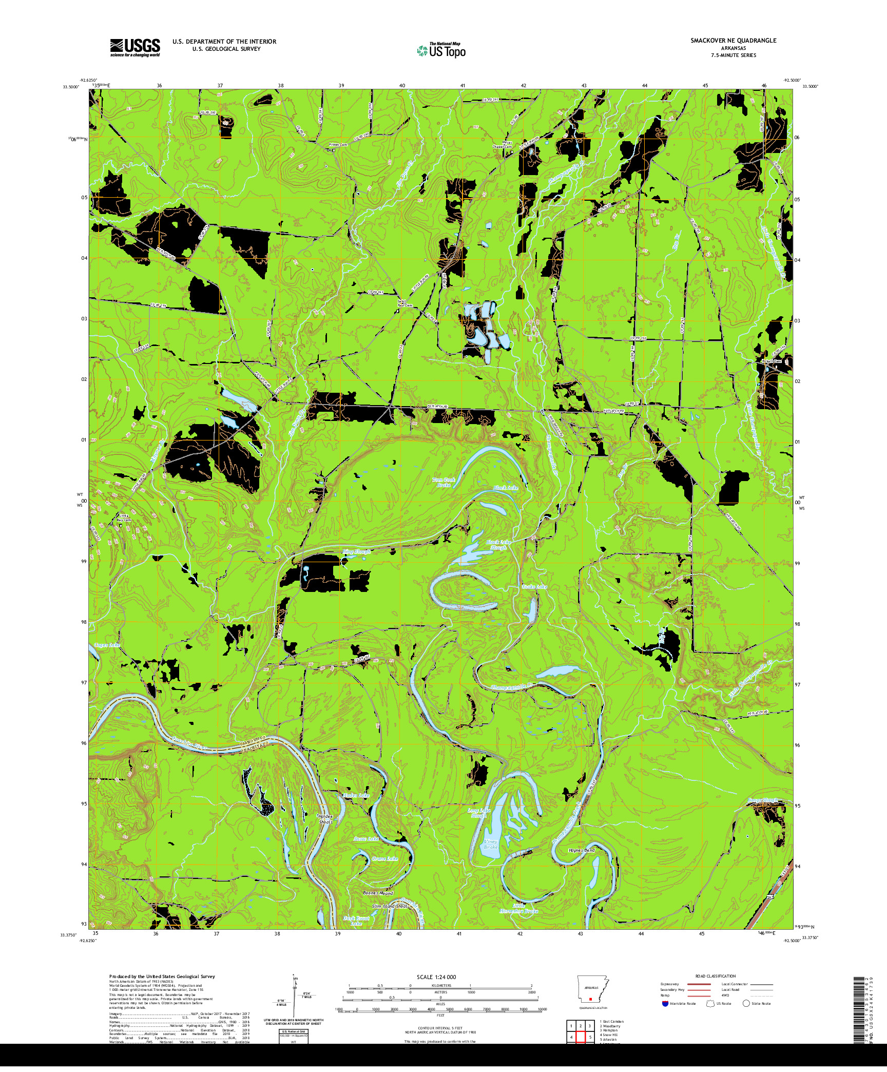 USGS US TOPO 7.5-MINUTE MAP FOR SMACKOVER NE, AR 2020