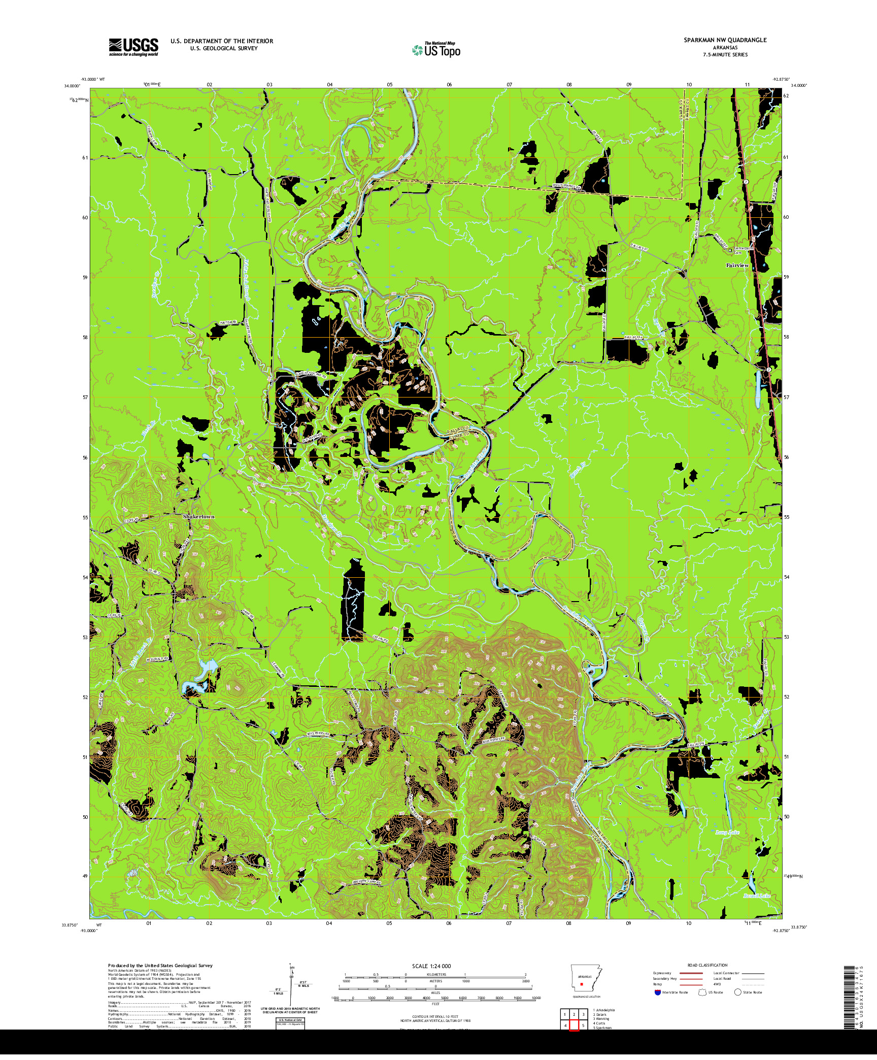 USGS US TOPO 7.5-MINUTE MAP FOR SPARKMAN NW, AR 2020