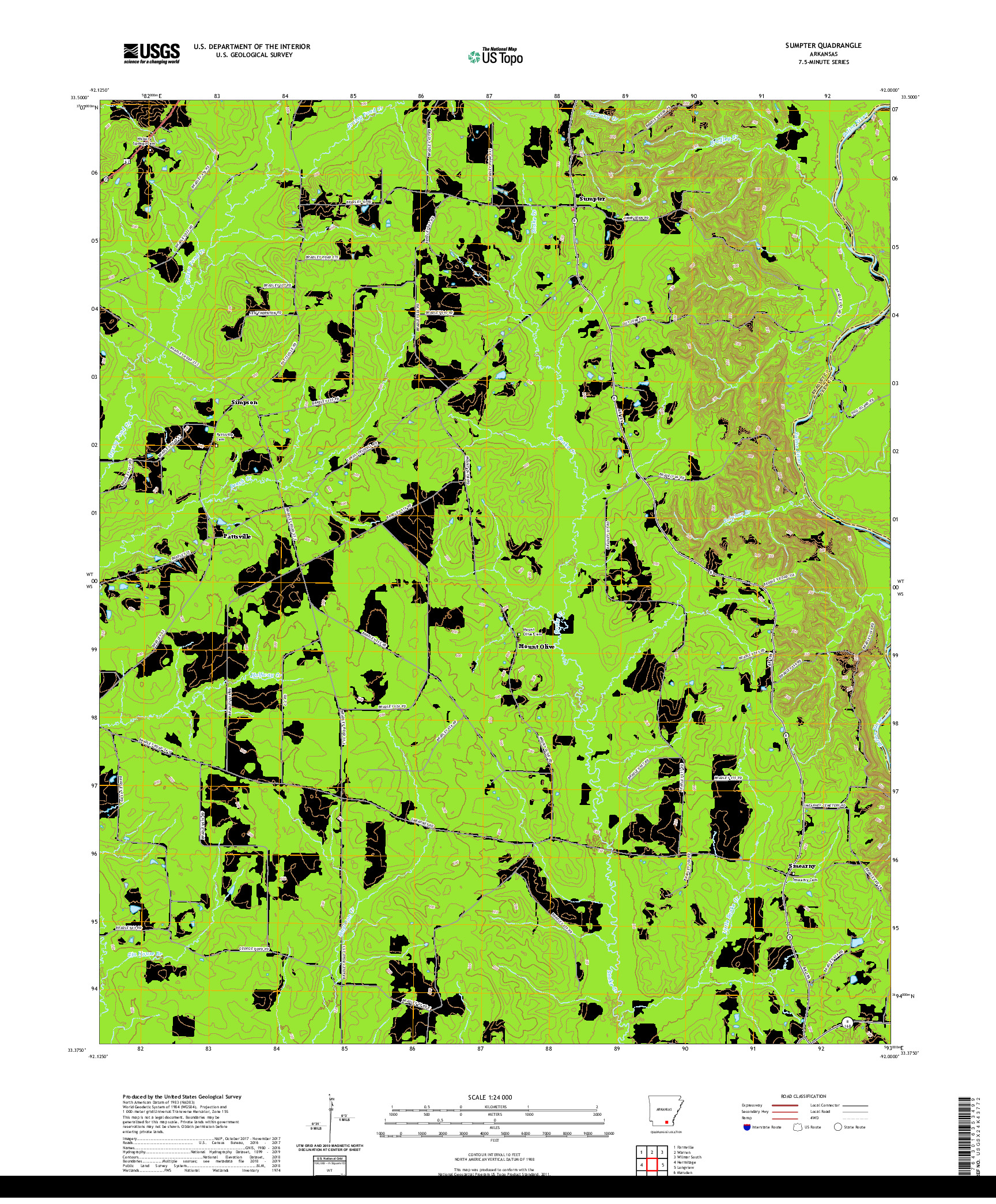 USGS US TOPO 7.5-MINUTE MAP FOR SUMPTER, AR 2020