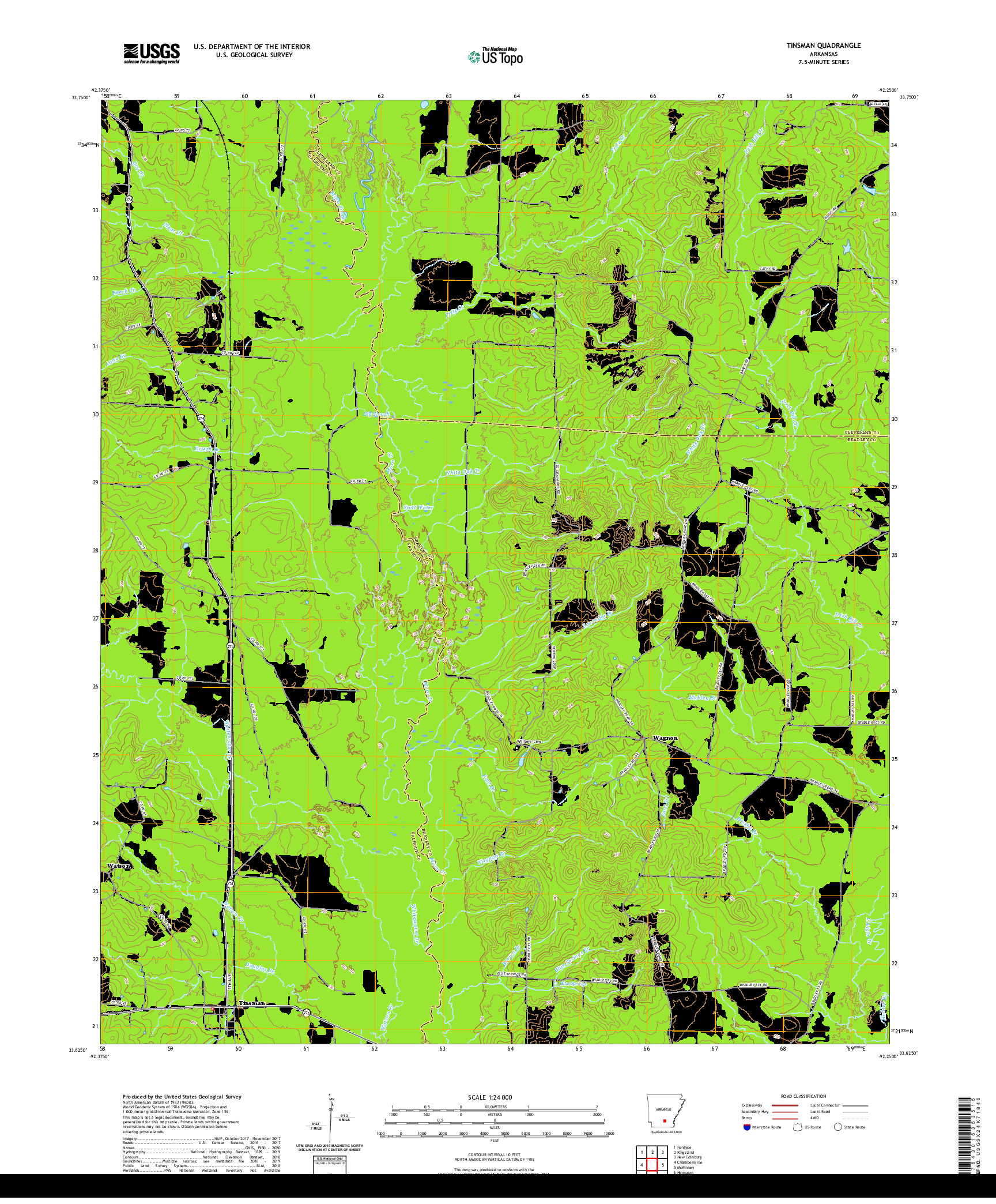 USGS US TOPO 7.5-MINUTE MAP FOR TINSMAN, AR 2020