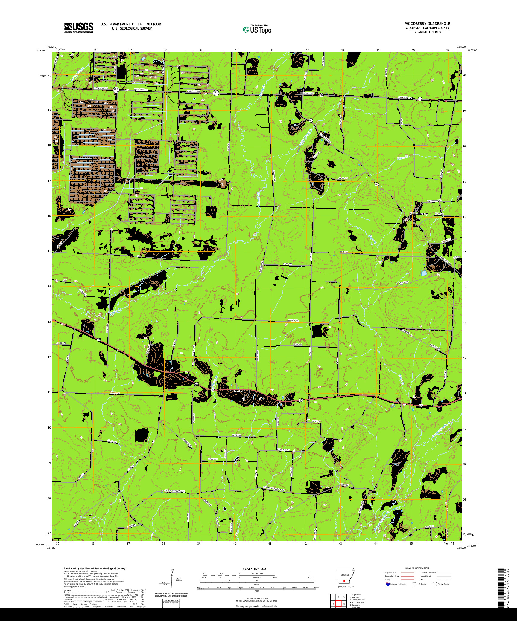 USGS US TOPO 7.5-MINUTE MAP FOR WOODBERRY, AR 2020