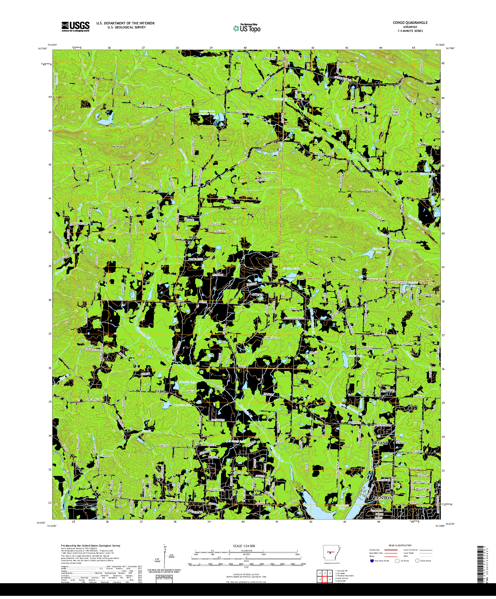 USGS US TOPO 7.5-MINUTE MAP FOR CONGO, AR 2020