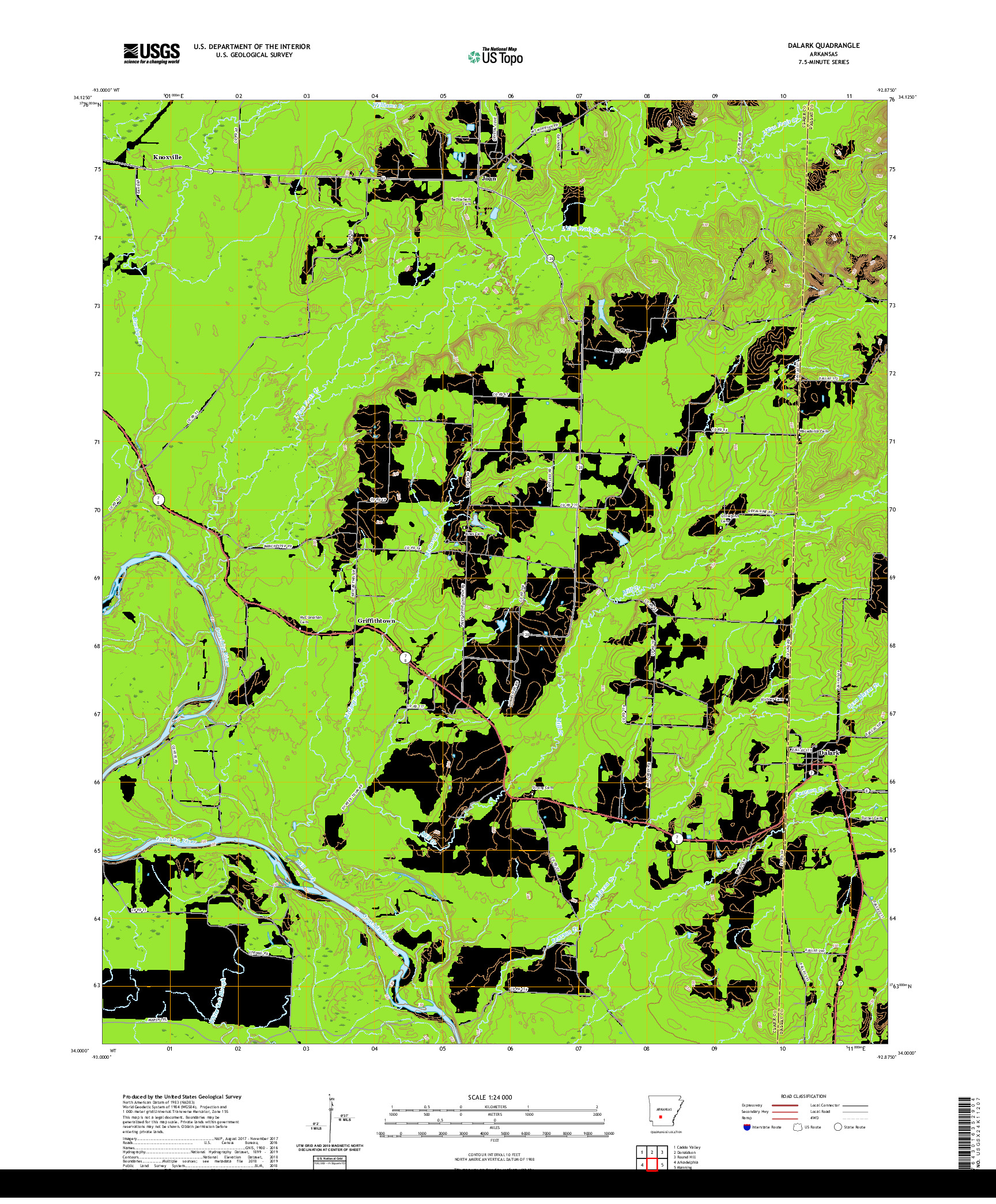 USGS US TOPO 7.5-MINUTE MAP FOR DALARK, AR 2020