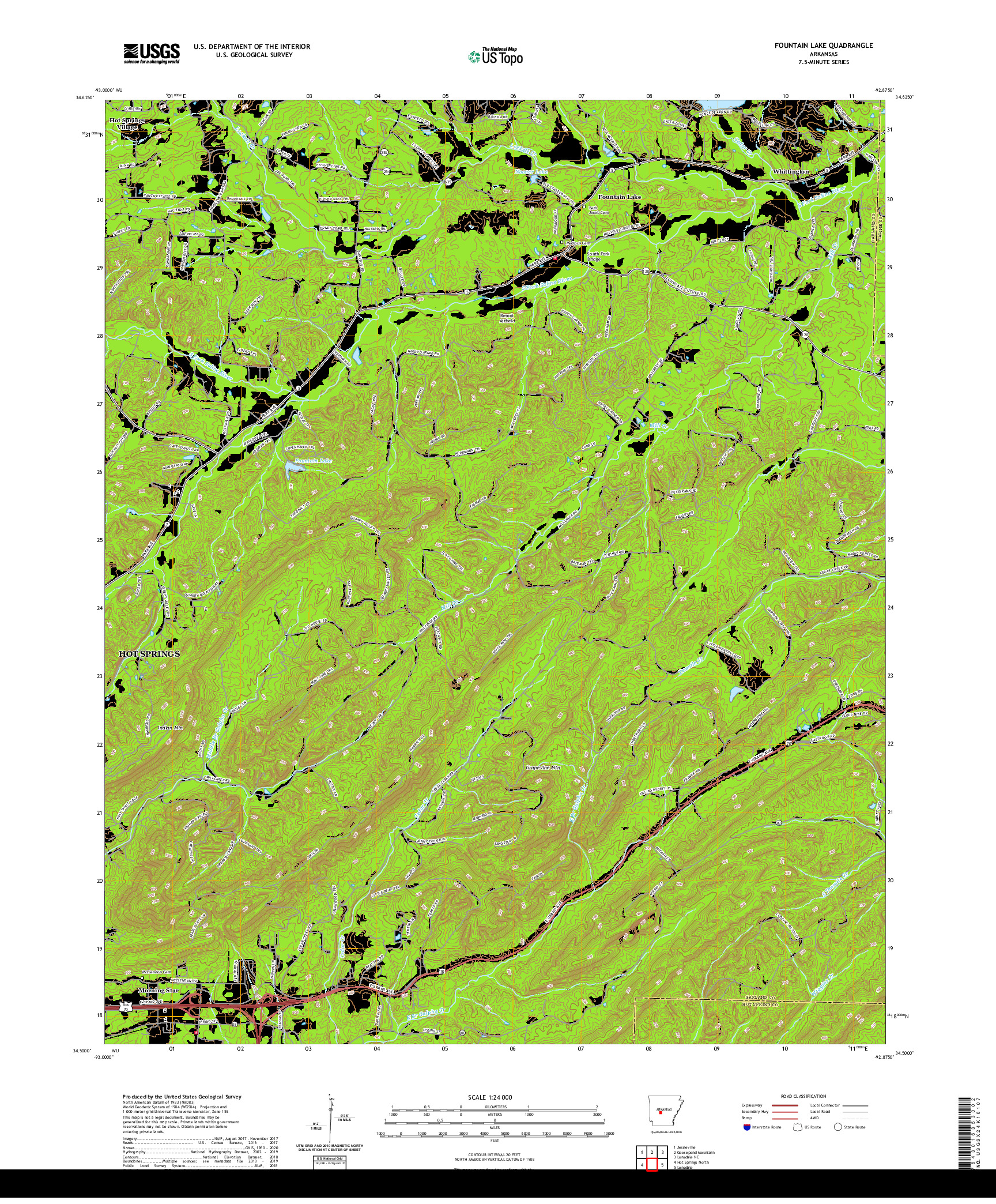 USGS US TOPO 7.5-MINUTE MAP FOR FOUNTAIN LAKE, AR 2020