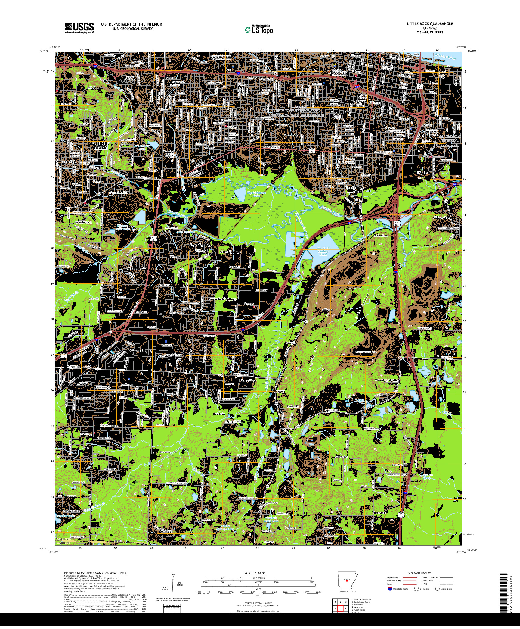 USGS US TOPO 7.5-MINUTE MAP FOR LITTLE ROCK, AR 2020