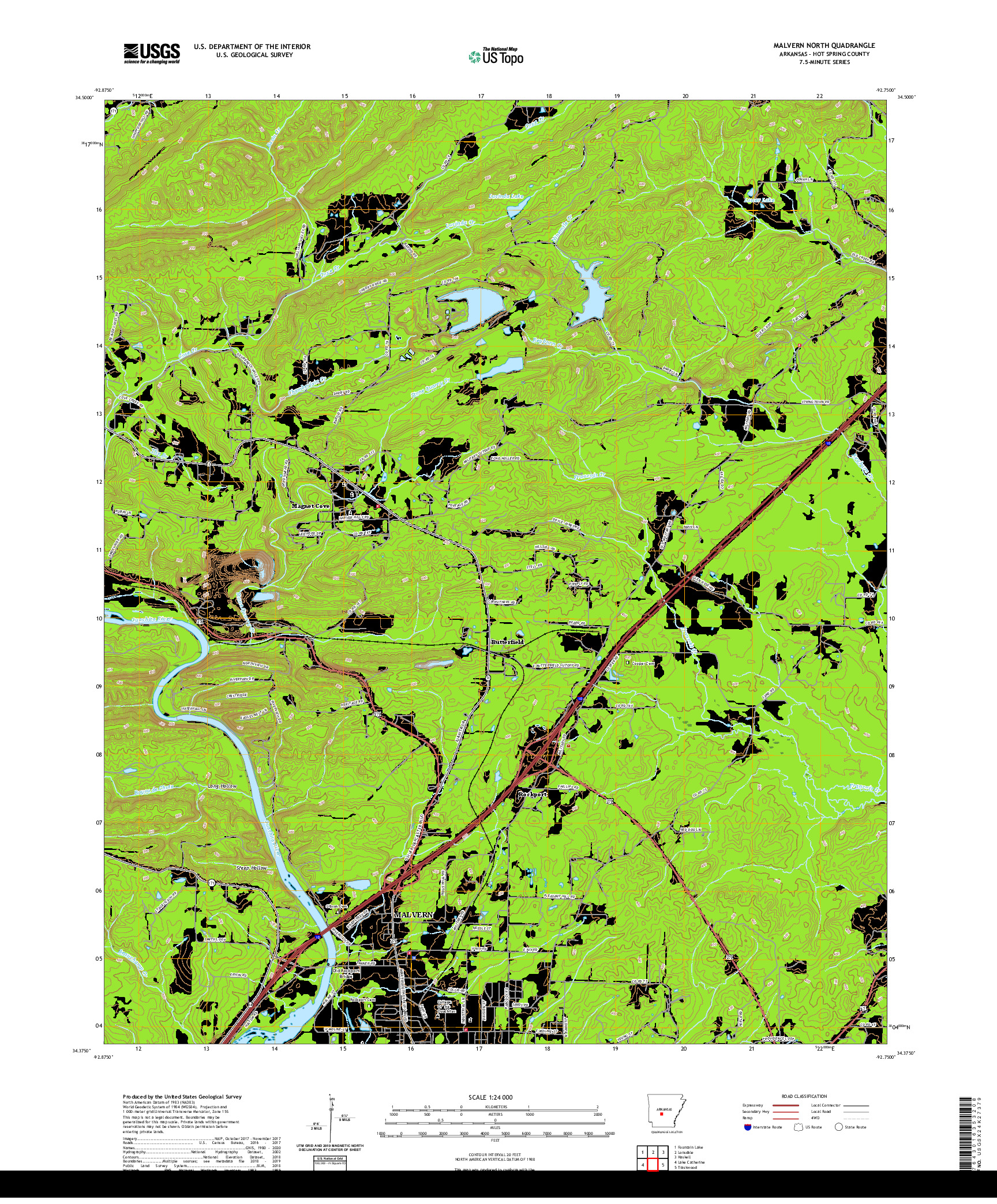 USGS US TOPO 7.5-MINUTE MAP FOR MALVERN NORTH, AR 2020