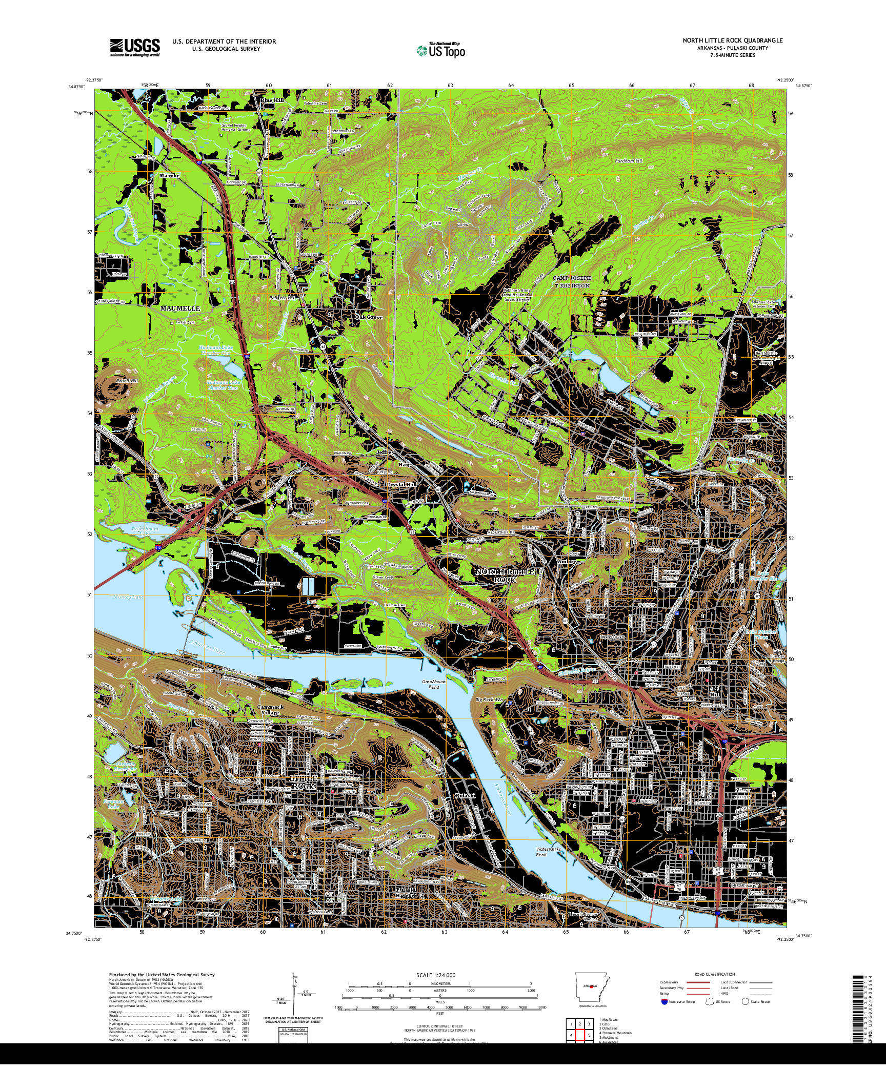 USGS US TOPO 7.5-MINUTE MAP FOR NORTH LITTLE ROCK, AR 2020