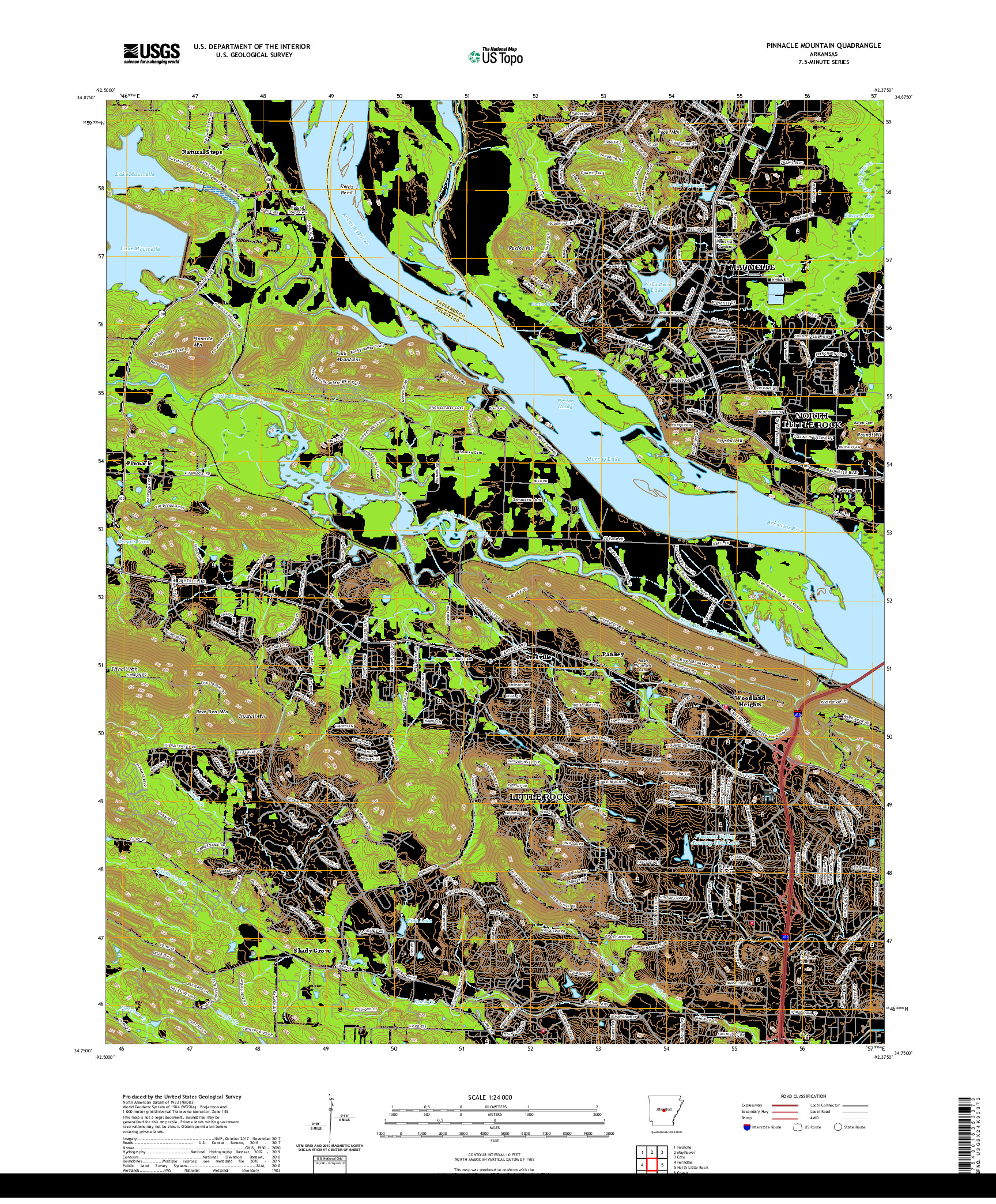 USGS US TOPO 7.5-MINUTE MAP FOR PINNACLE MOUNTAIN, AR 2020