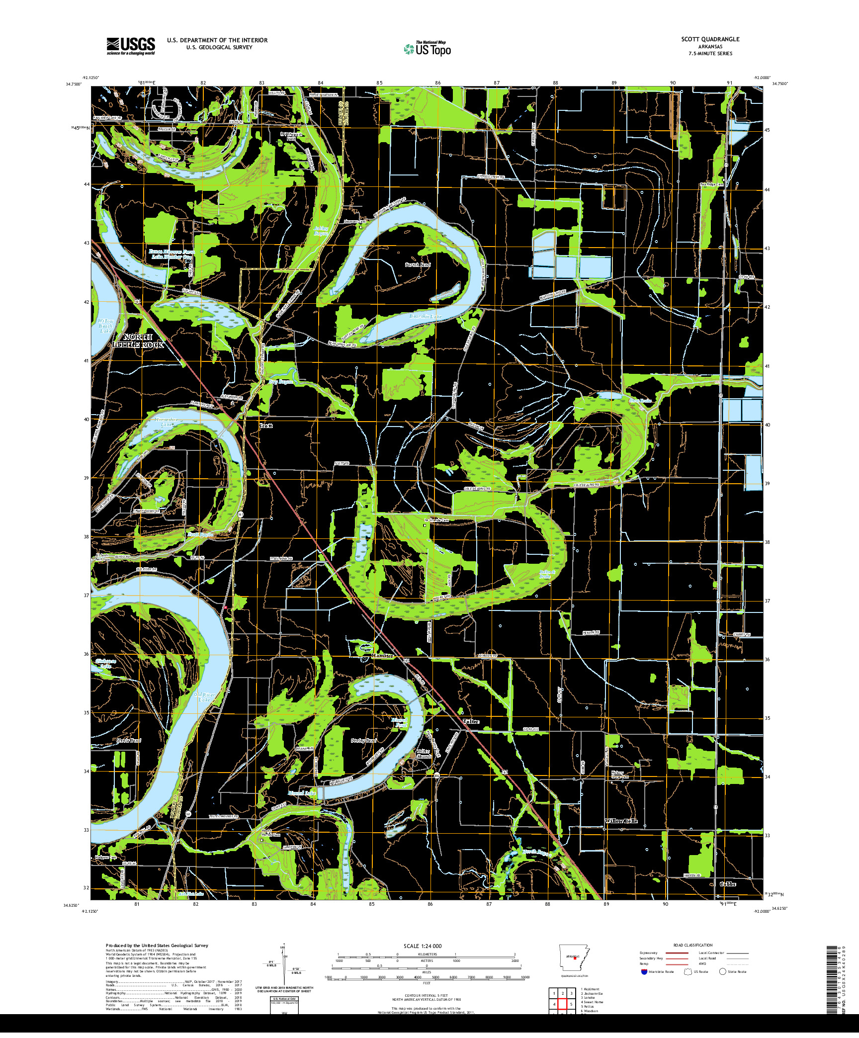 USGS US TOPO 7.5-MINUTE MAP FOR SCOTT, AR 2020