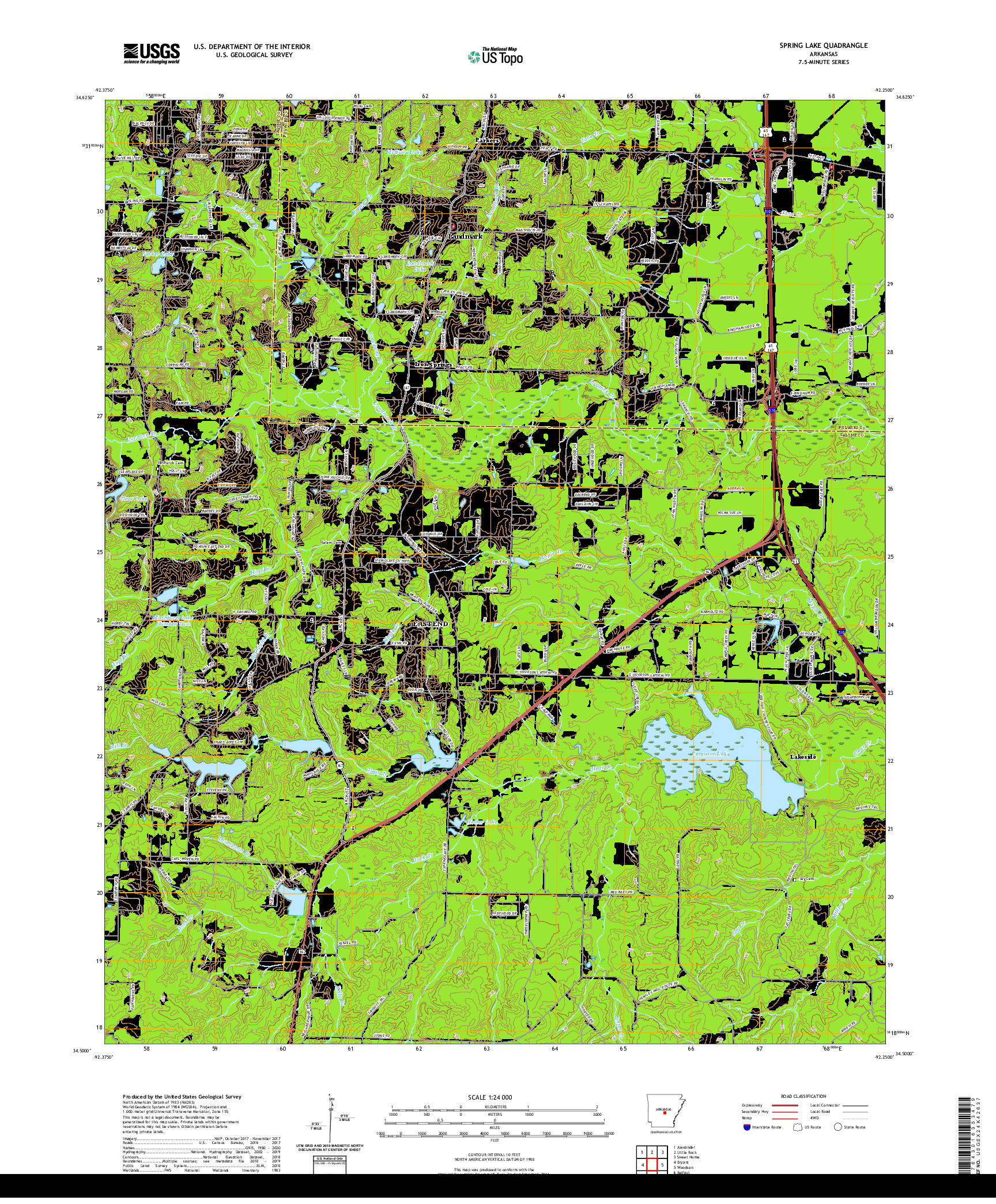 USGS US TOPO 7.5-MINUTE MAP FOR SPRING LAKE, AR 2020