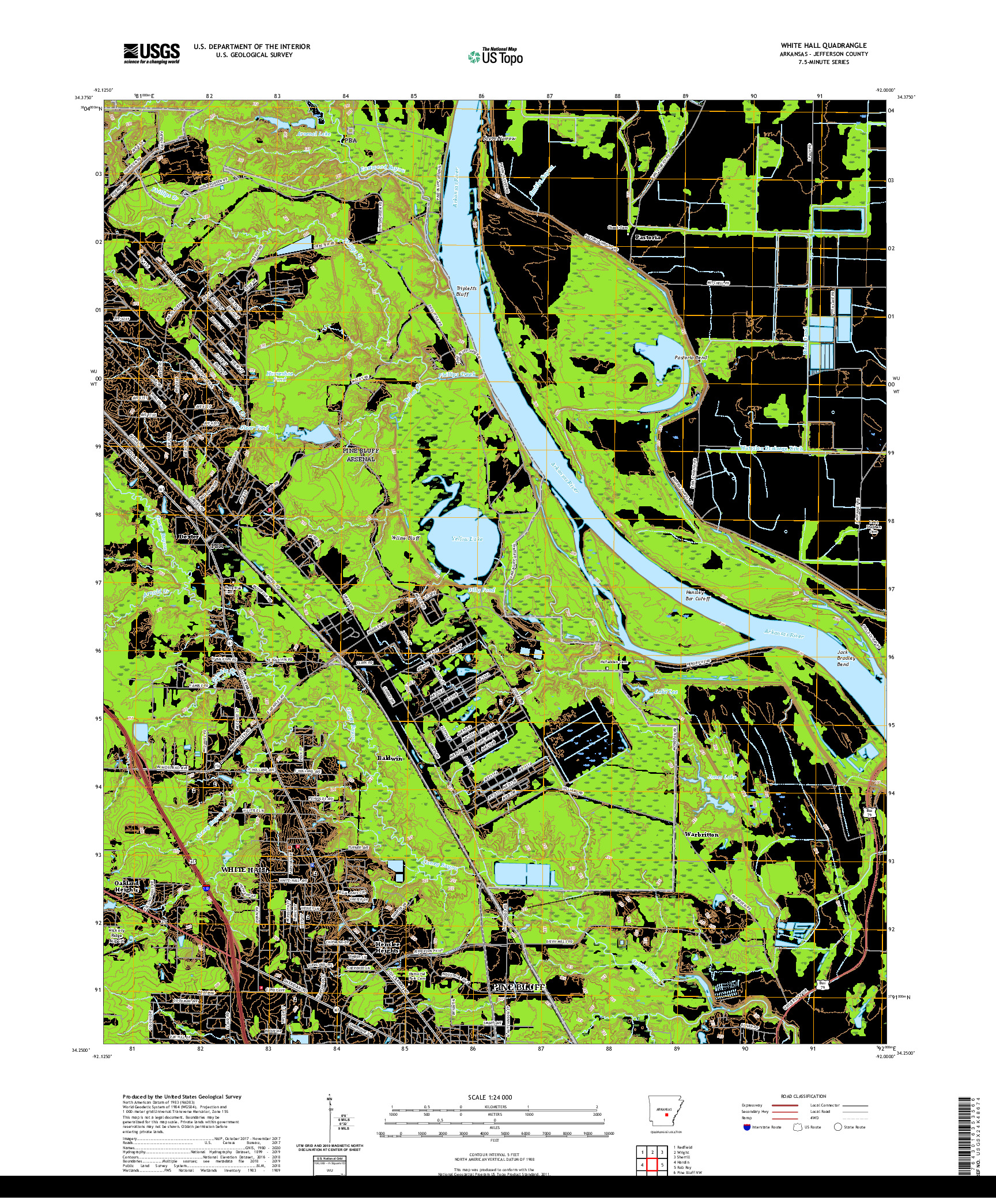 USGS US TOPO 7.5-MINUTE MAP FOR WHITE HALL, AR 2020