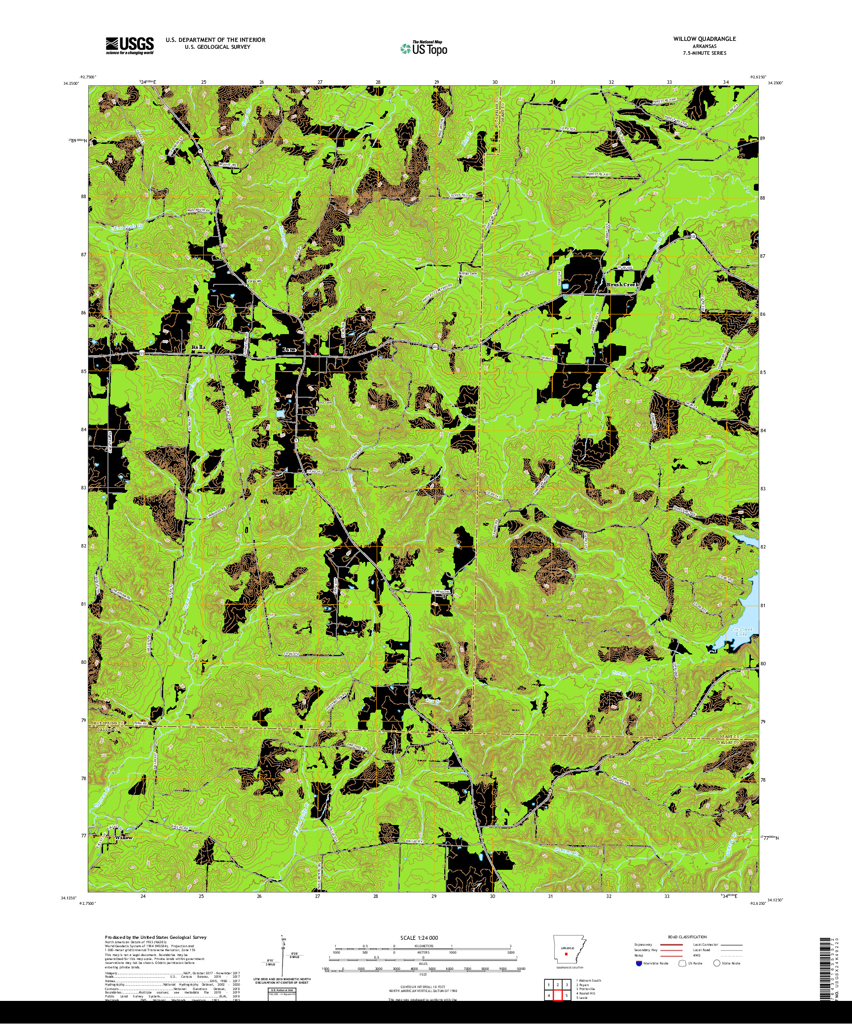 USGS US TOPO 7.5-MINUTE MAP FOR WILLOW, AR 2020