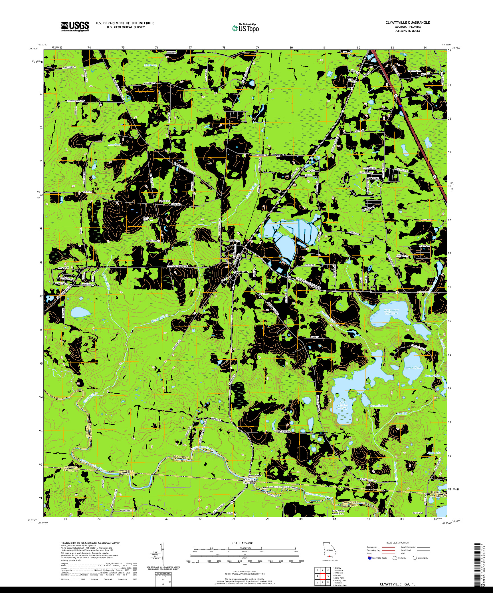 USGS US TOPO 7.5-MINUTE MAP FOR CLYATTVILLE, GA,FL 2020