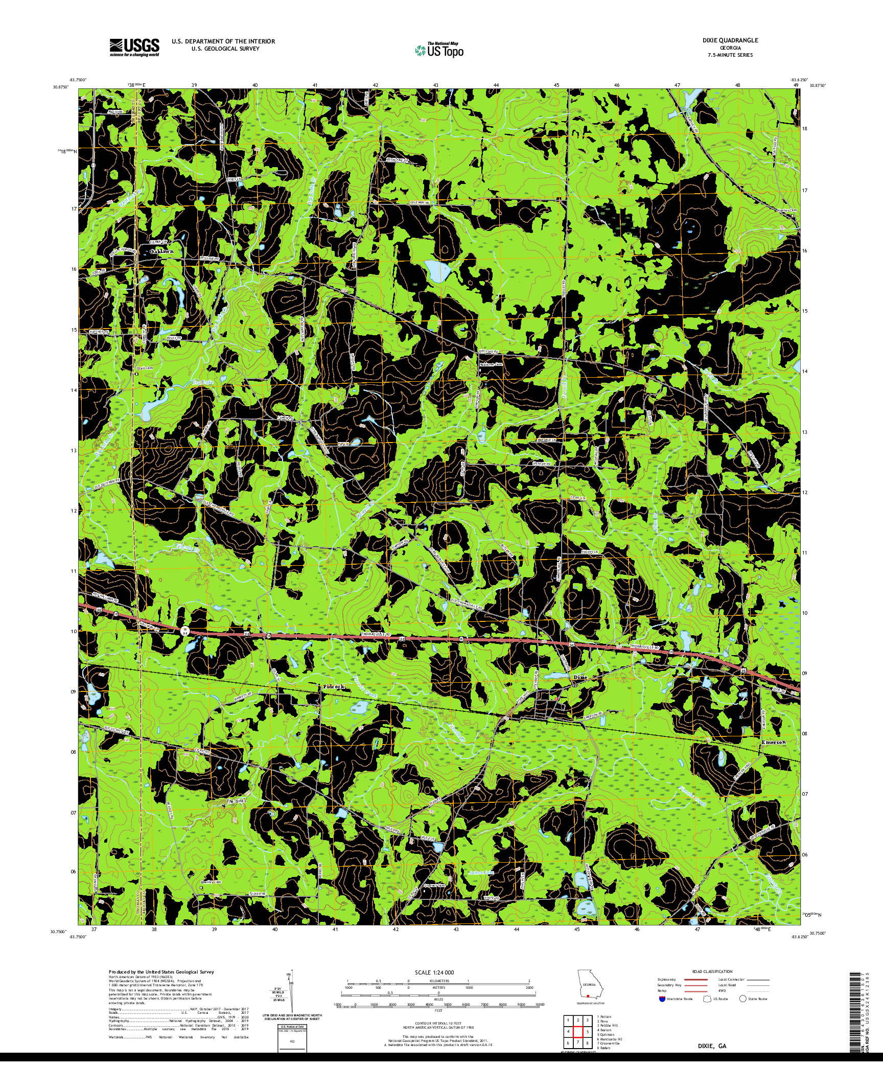 USGS US TOPO 7.5-MINUTE MAP FOR DIXIE, GA 2020