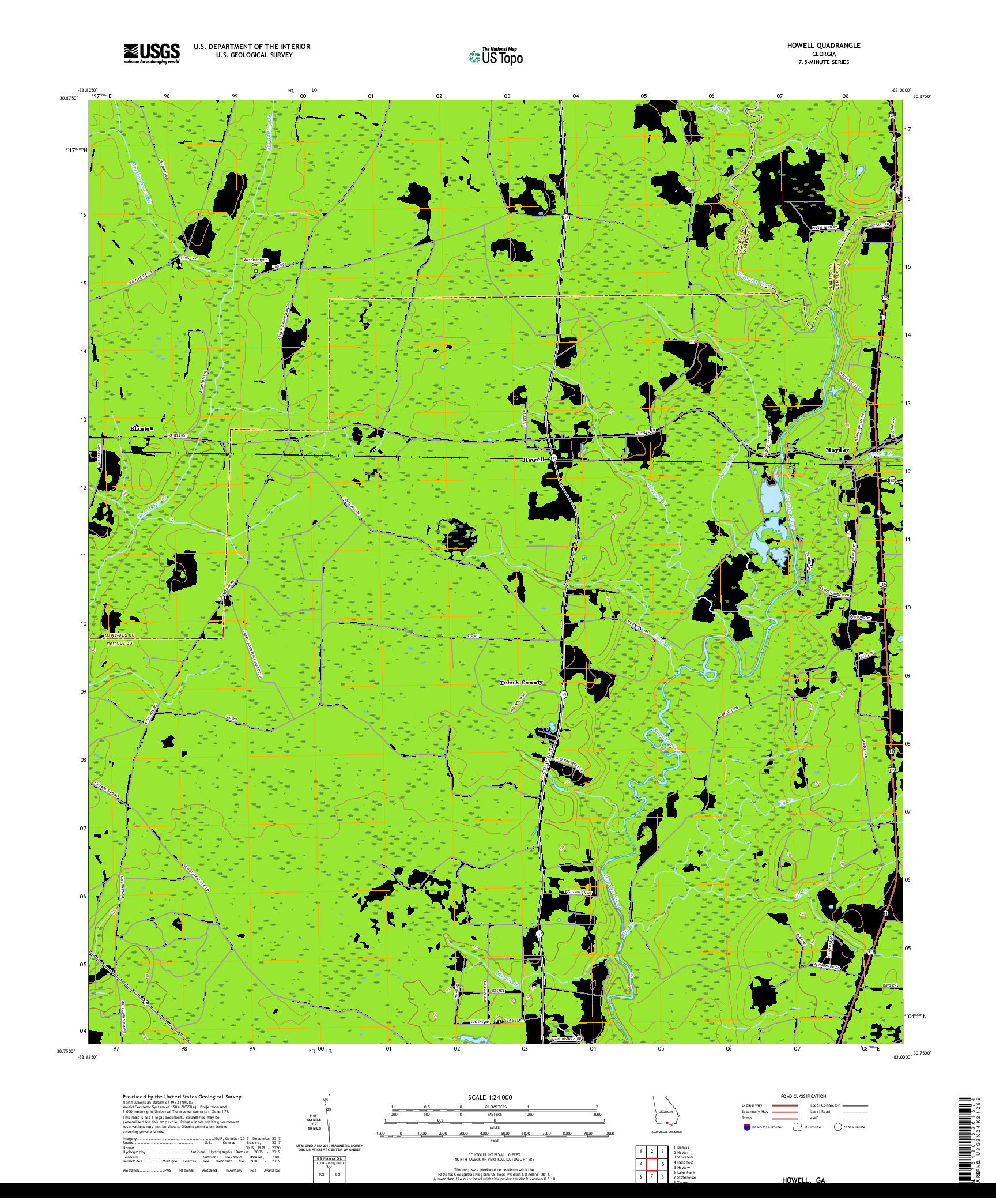 USGS US TOPO 7.5-MINUTE MAP FOR HOWELL, GA 2020