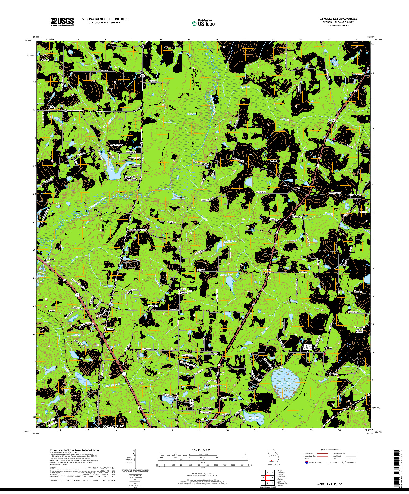 USGS US TOPO 7.5-MINUTE MAP FOR MERRILLVILLE, GA 2020