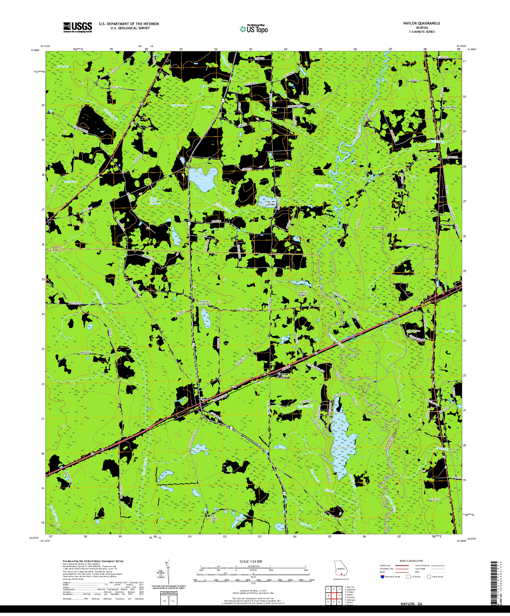 USGS US TOPO 7.5-MINUTE MAP FOR NAYLOR, GA 2020