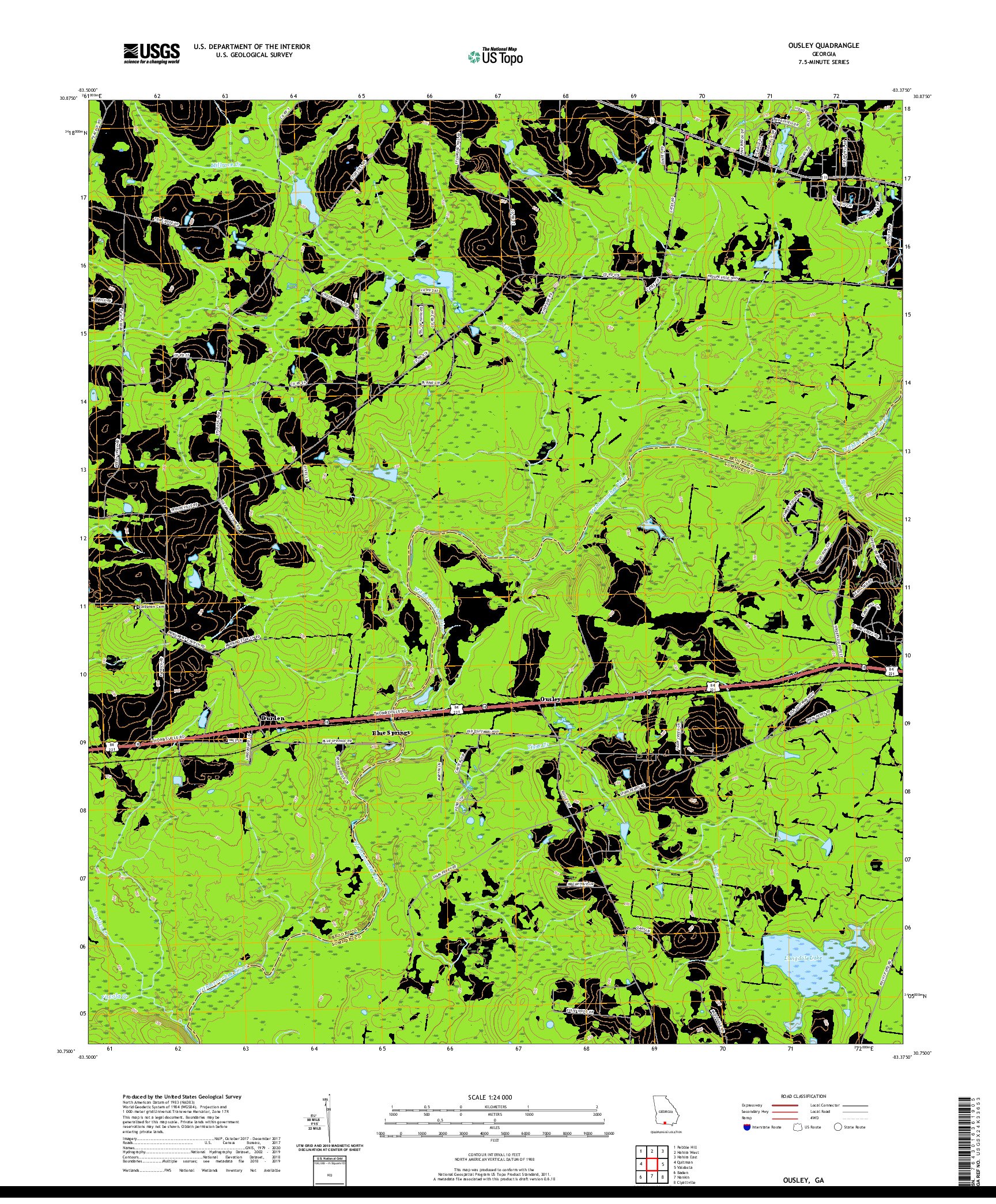 USGS US TOPO 7.5-MINUTE MAP FOR OUSLEY, GA 2020