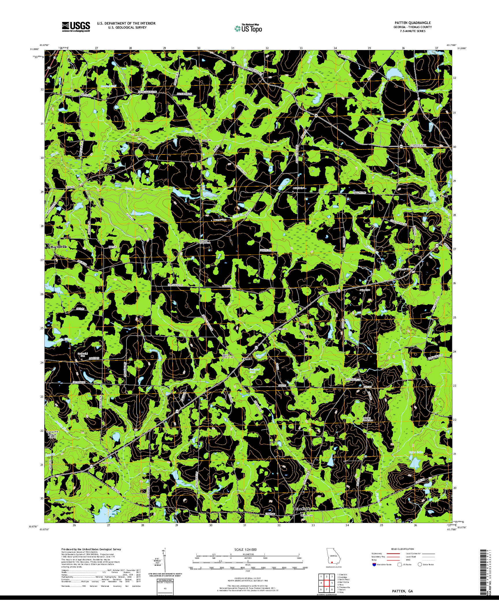 USGS US TOPO 7.5-MINUTE MAP FOR PATTEN, GA 2020