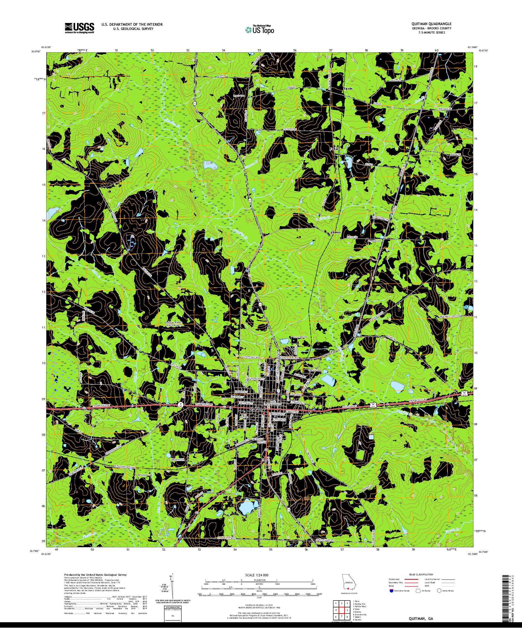 USGS US TOPO 7.5-MINUTE MAP FOR QUITMAN, GA 2020