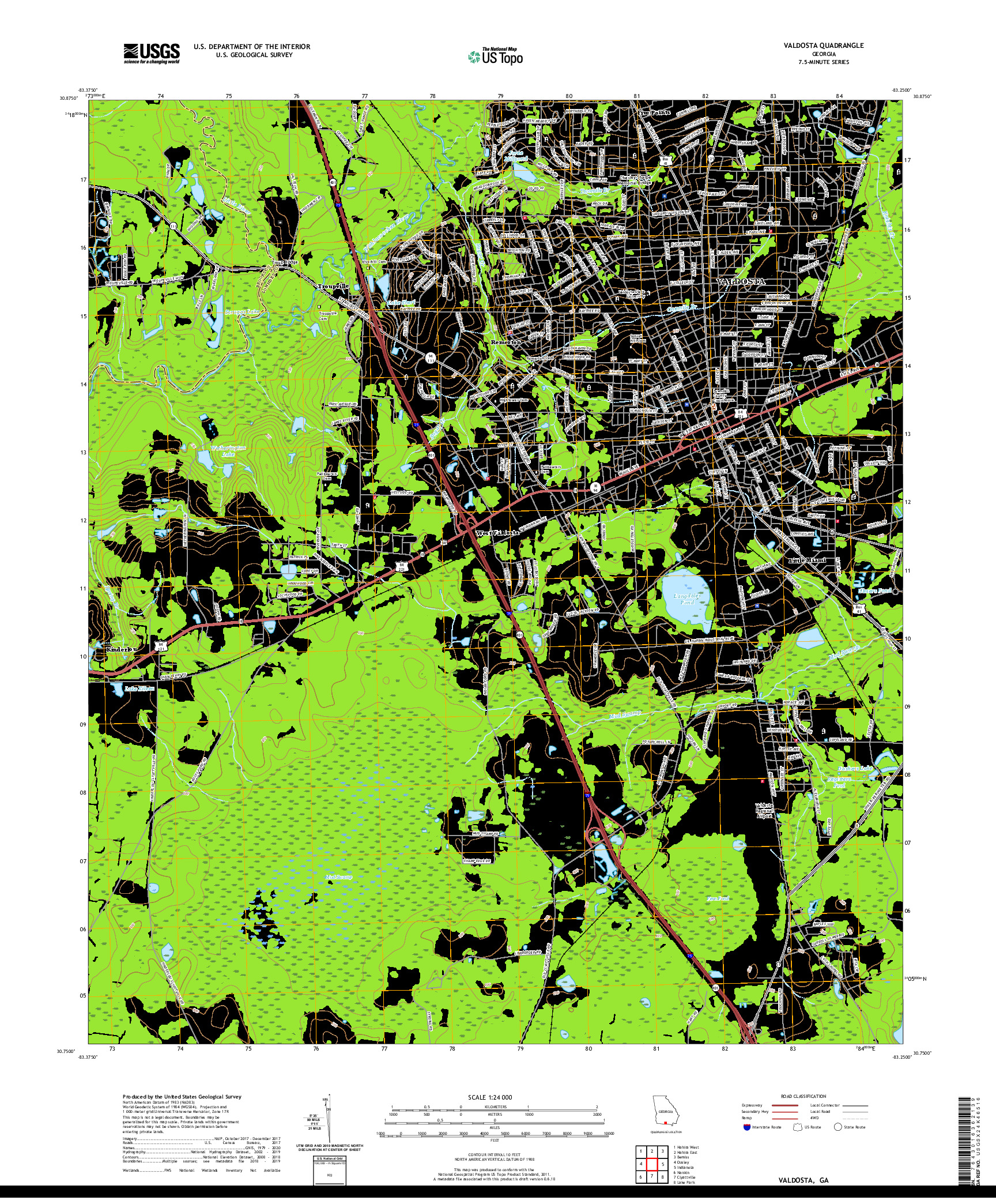 USGS US TOPO 7.5-MINUTE MAP FOR VALDOSTA, GA 2020