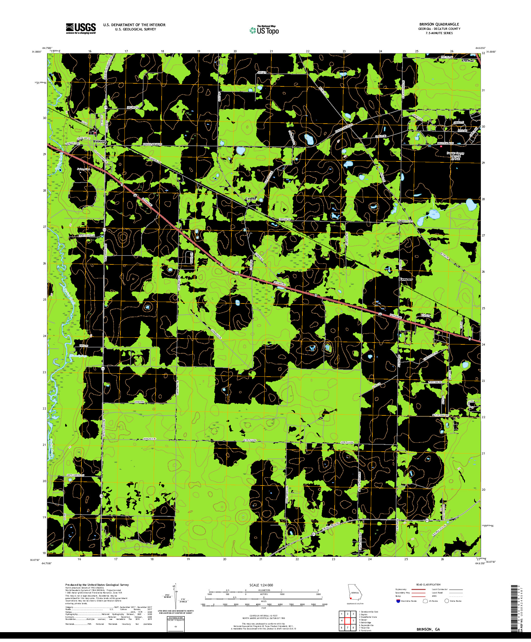 USGS US TOPO 7.5-MINUTE MAP FOR BRINSON, GA 2020