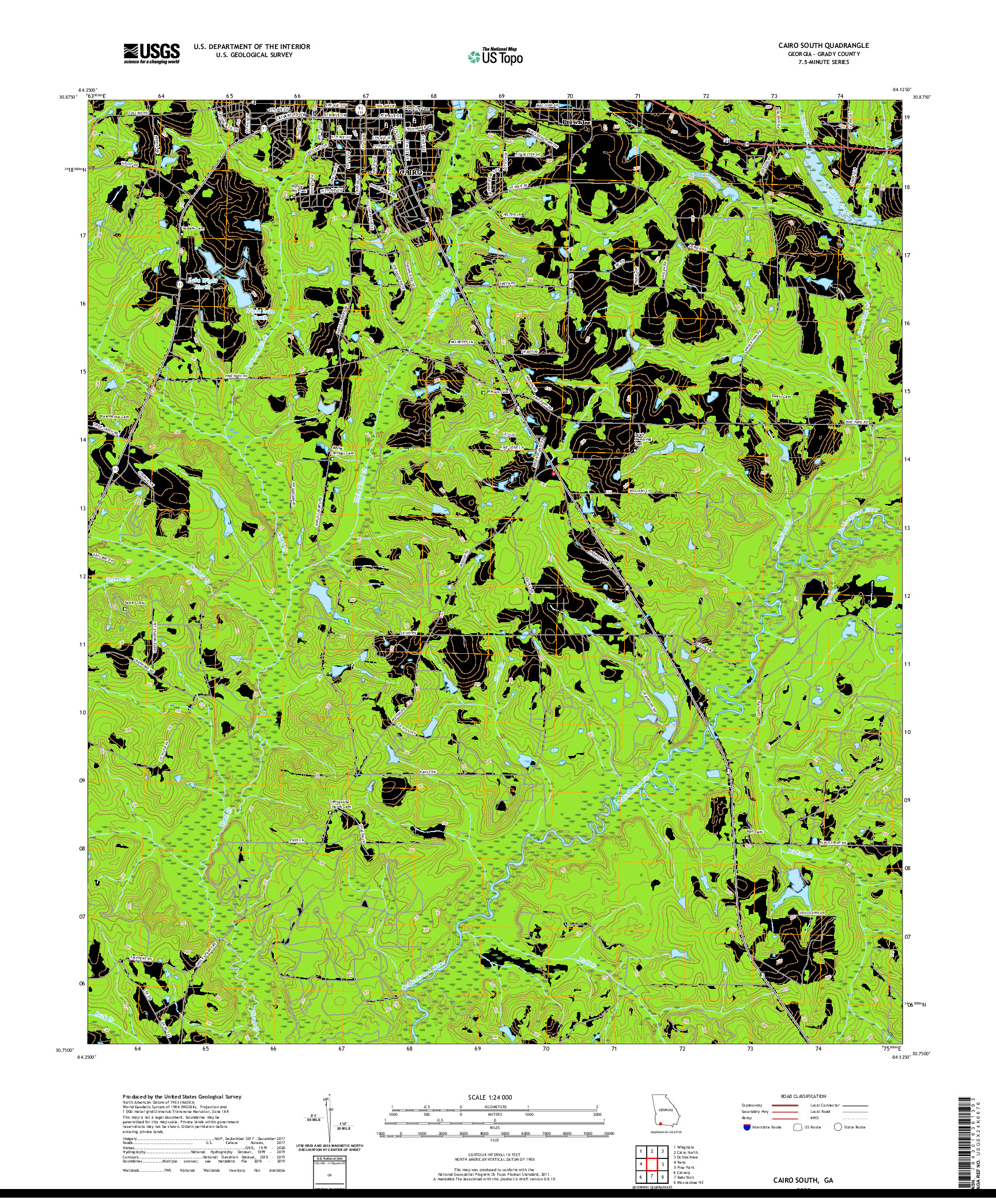 USGS US TOPO 7.5-MINUTE MAP FOR CAIRO SOUTH, GA 2020