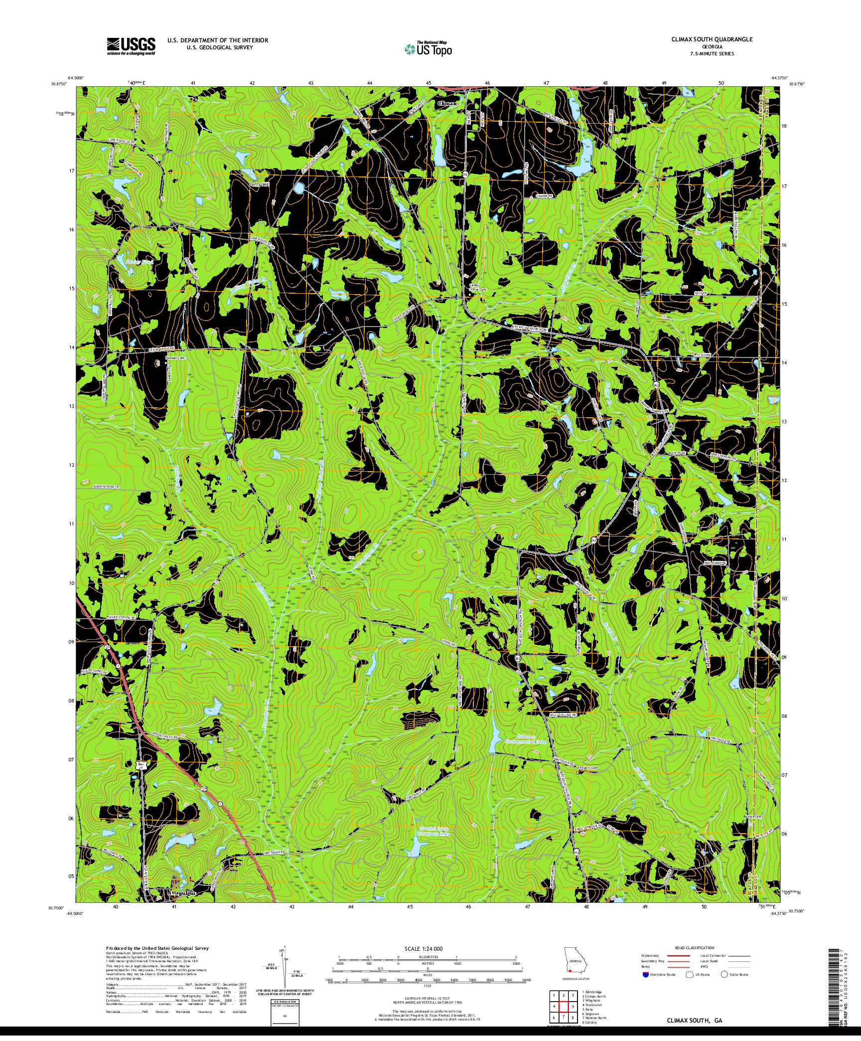 USGS US TOPO 7.5-MINUTE MAP FOR CLIMAX SOUTH, GA 2020