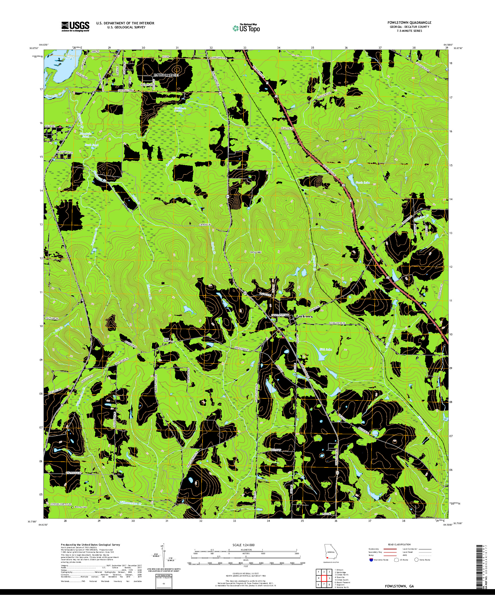 USGS US TOPO 7.5-MINUTE MAP FOR FOWLSTOWN, GA 2020