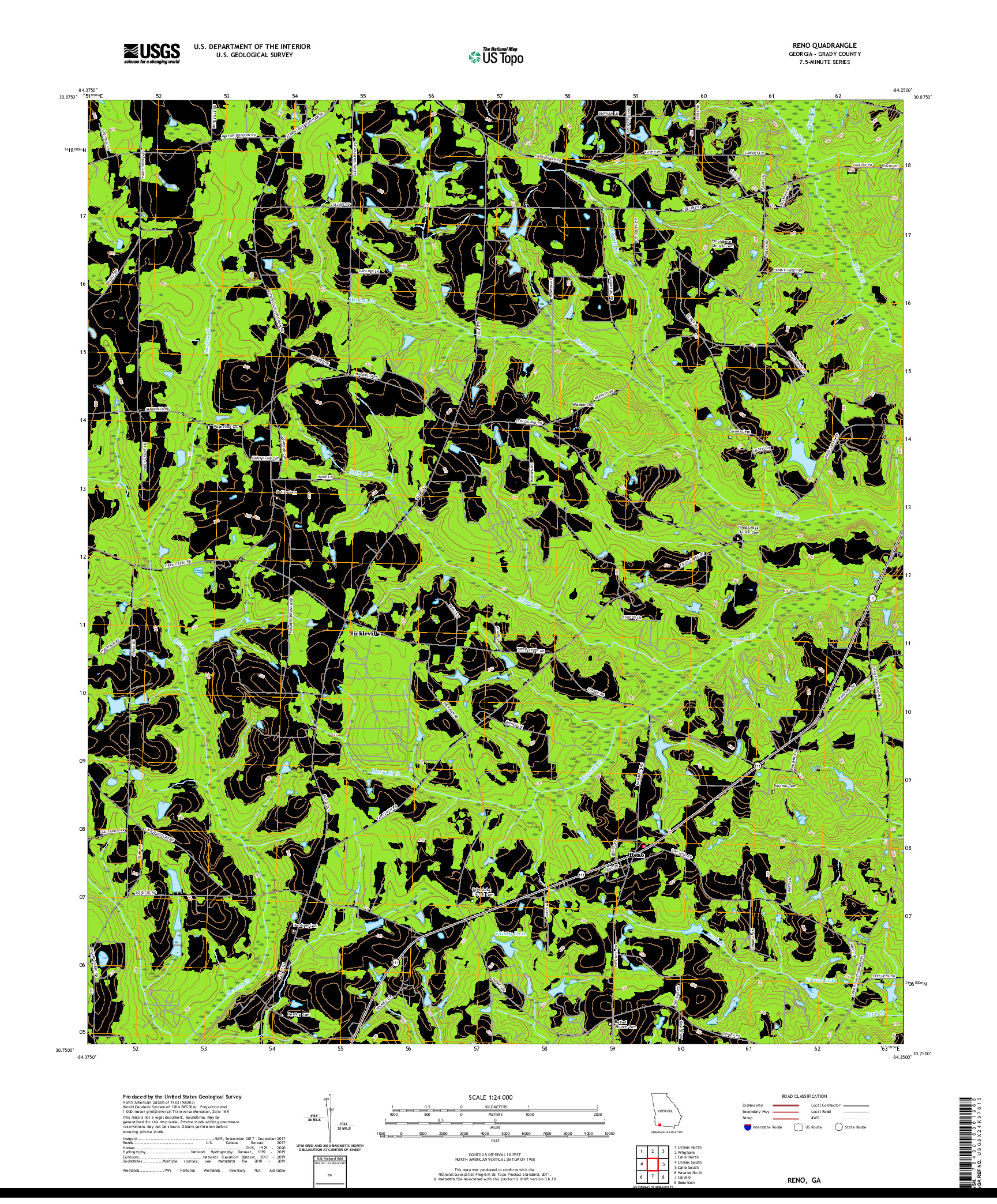 USGS US TOPO 7.5-MINUTE MAP FOR RENO, GA 2020