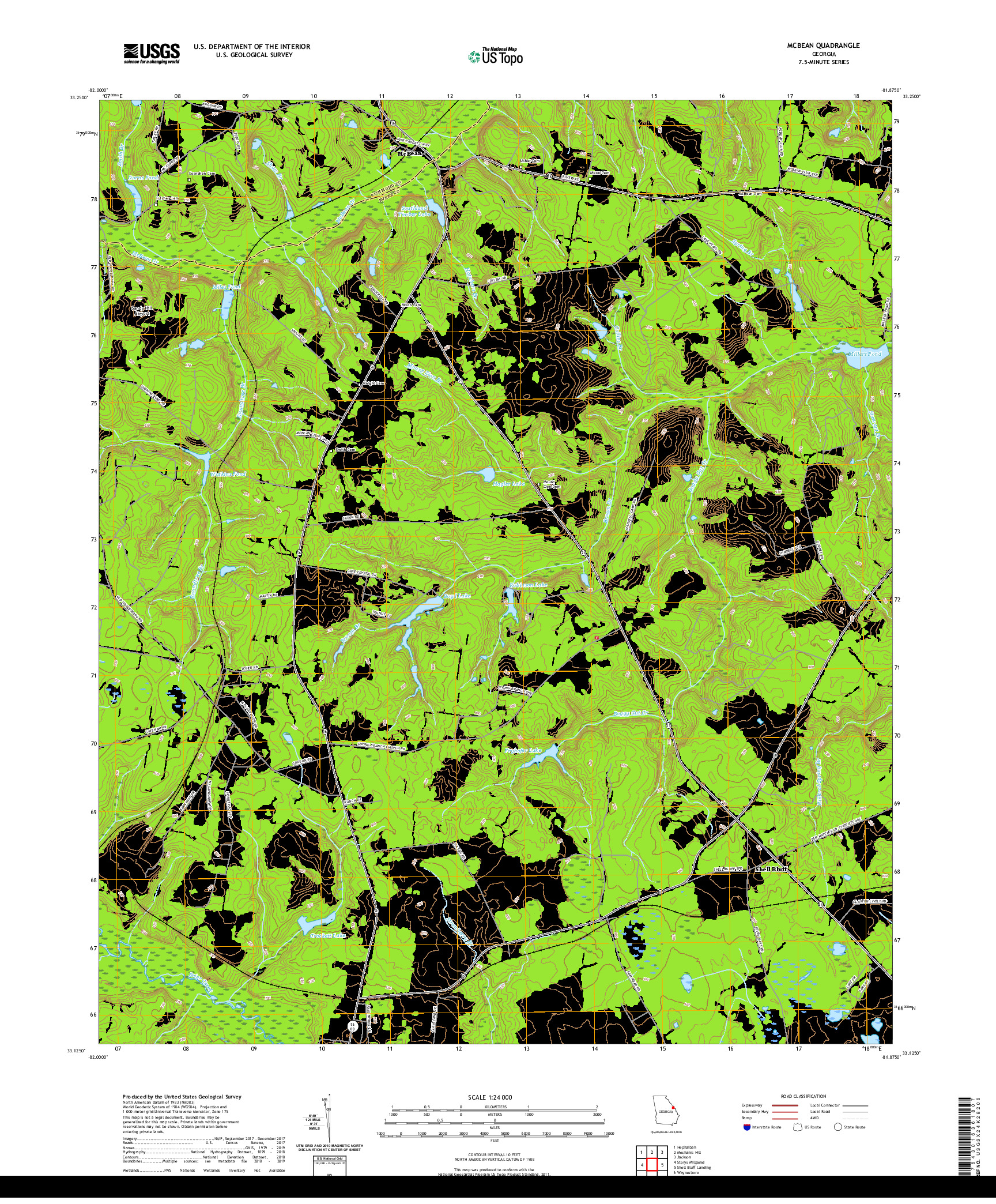 USGS US TOPO 7.5-MINUTE MAP FOR MCBEAN, GA 2020