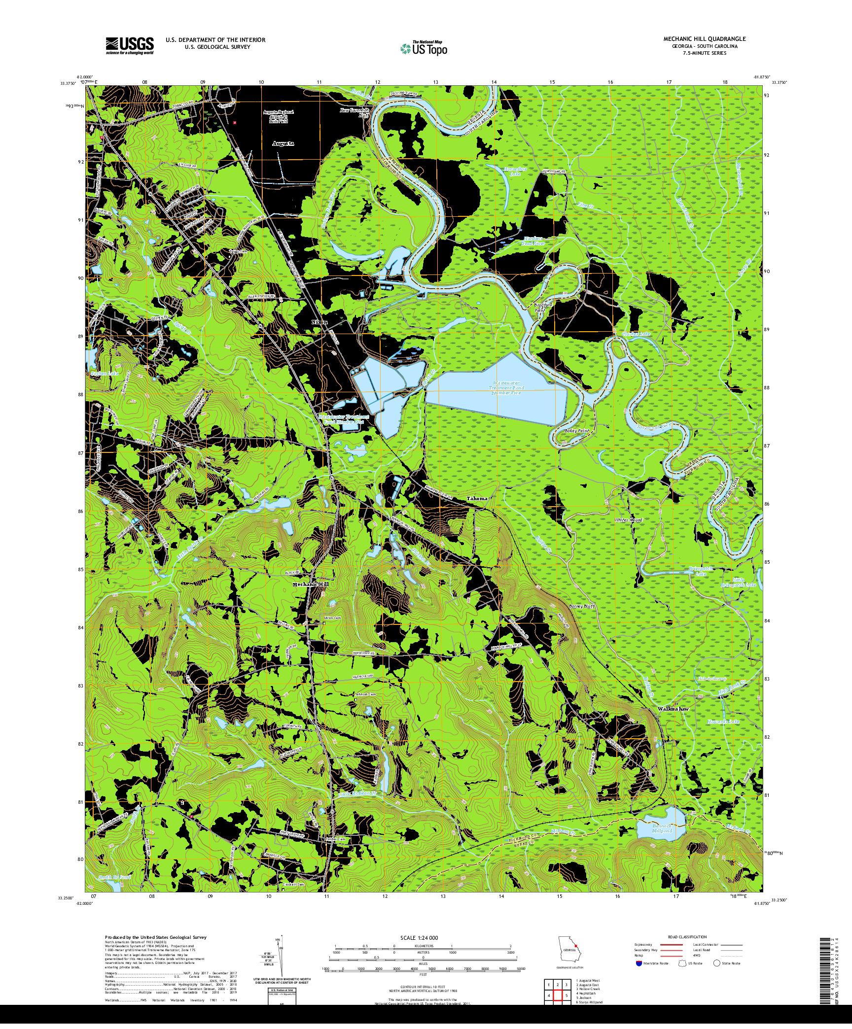 USGS US TOPO 7.5-MINUTE MAP FOR MECHANIC HILL, GA,SC 2020