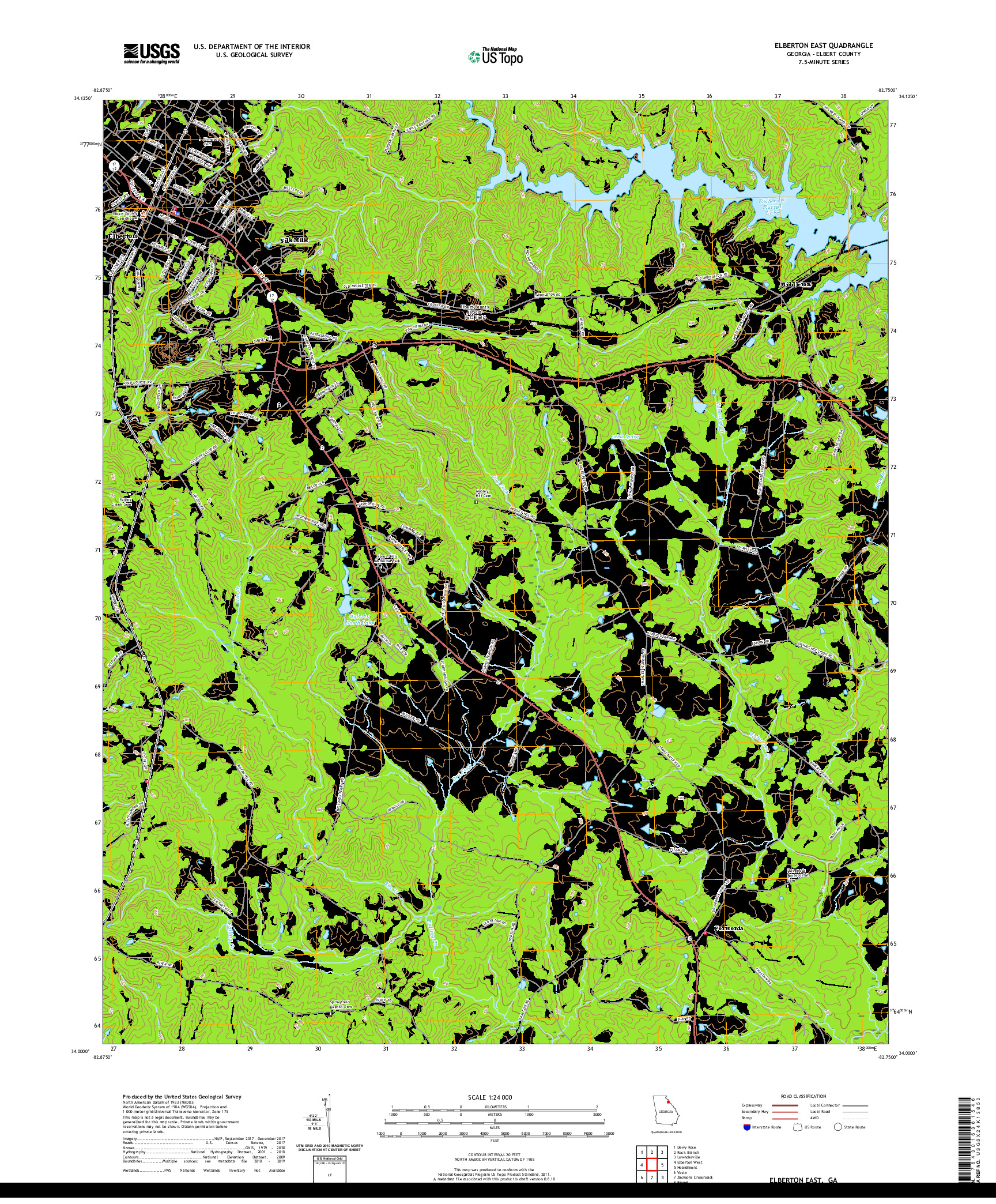 USGS US TOPO 7.5-MINUTE MAP FOR ELBERTON EAST, GA 2020