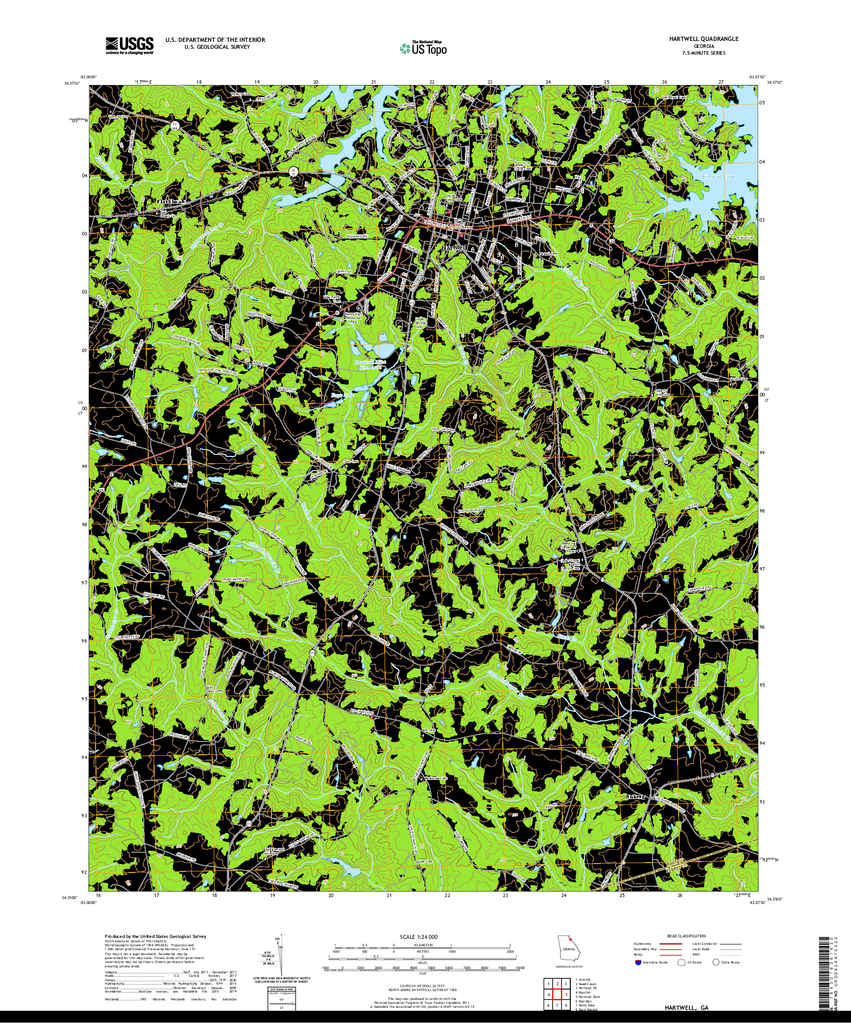 USGS US TOPO 7.5-MINUTE MAP FOR HARTWELL, GA 2020