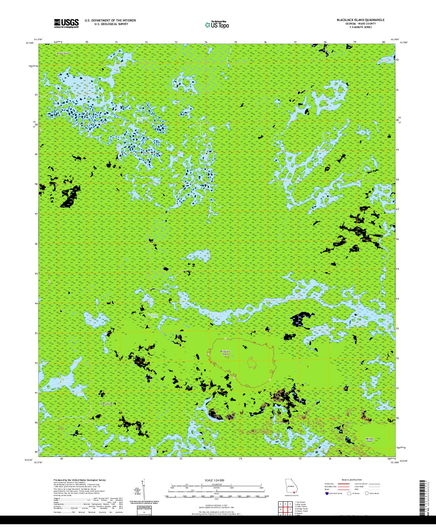 USGS US TOPO 7.5-MINUTE MAP FOR BLACKJACK ISLAND, GA 2020