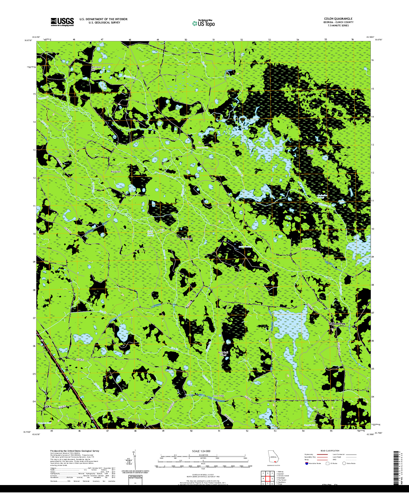 USGS US TOPO 7.5-MINUTE MAP FOR COLON, GA 2020