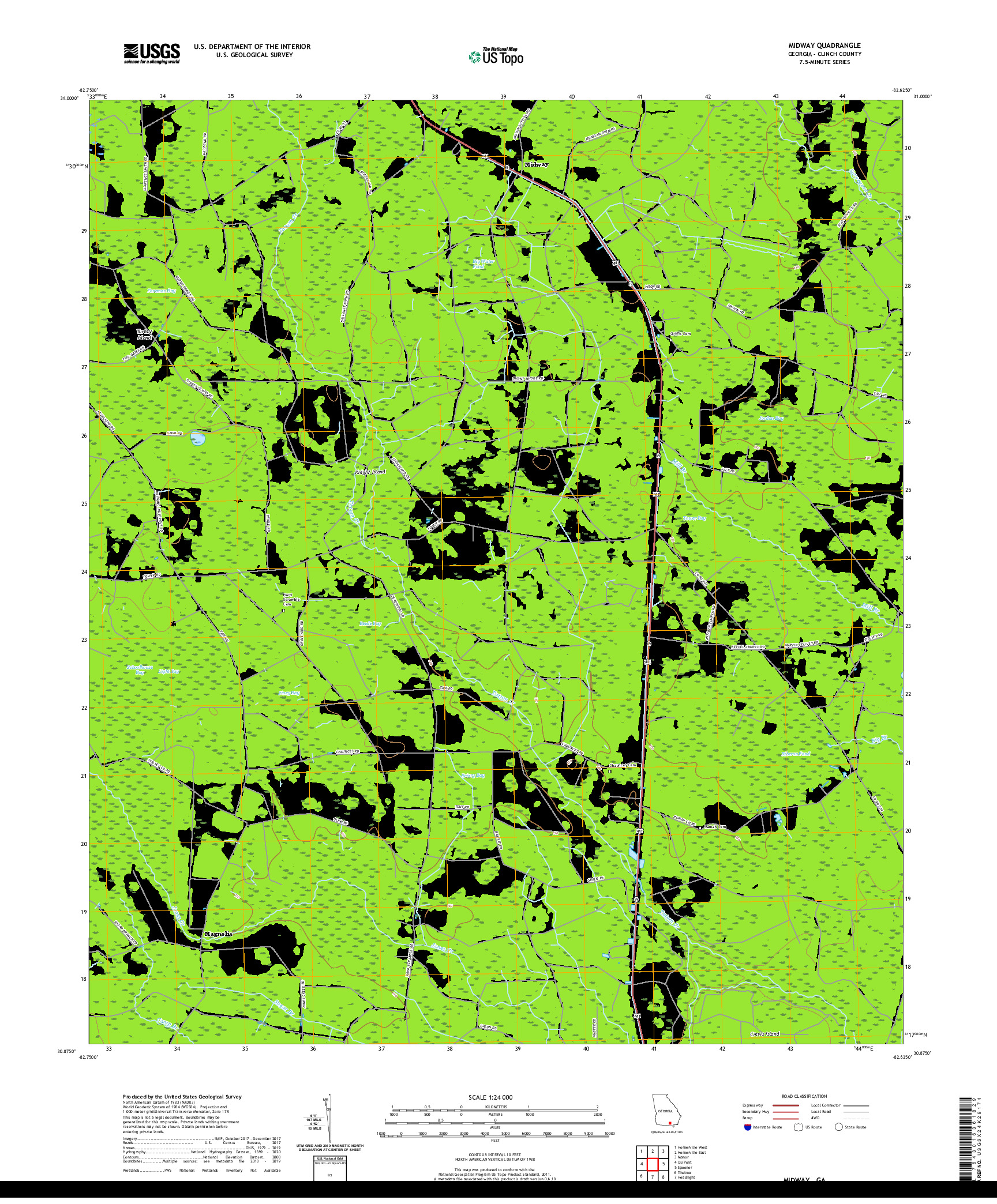 USGS US TOPO 7.5-MINUTE MAP FOR MIDWAY, GA 2020