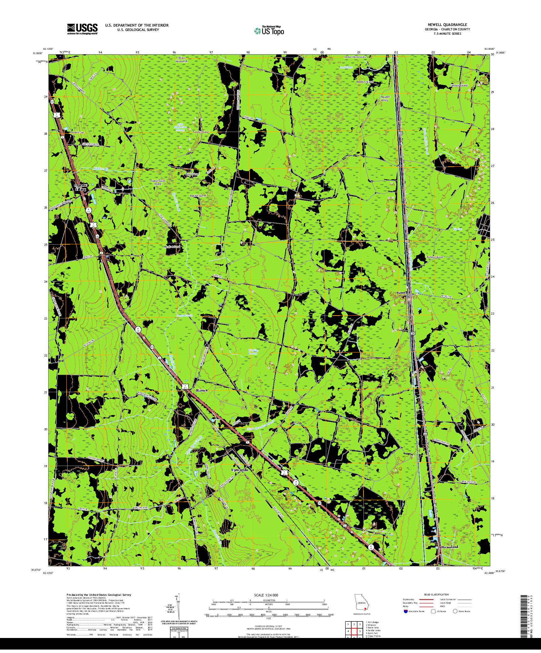 USGS US TOPO 7.5-MINUTE MAP FOR NEWELL, GA 2020